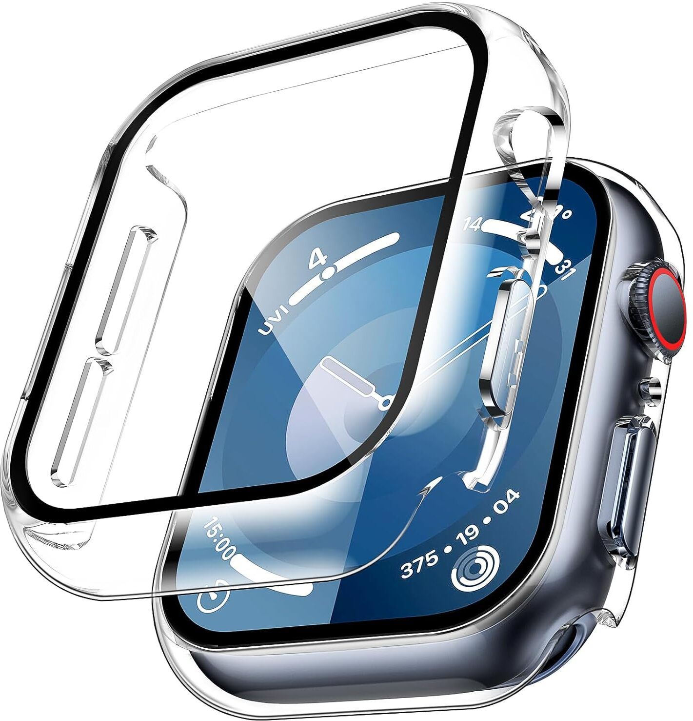 TSHIENTT Edge To Edge Tempered Glass for Apple Watch Series 11/10 46mm Tempered Glass Screen Protector Case, Full Coverage Iwatch Scratch-Resistant Shockproof Bumper Cover (Clear 46mm)-image-7