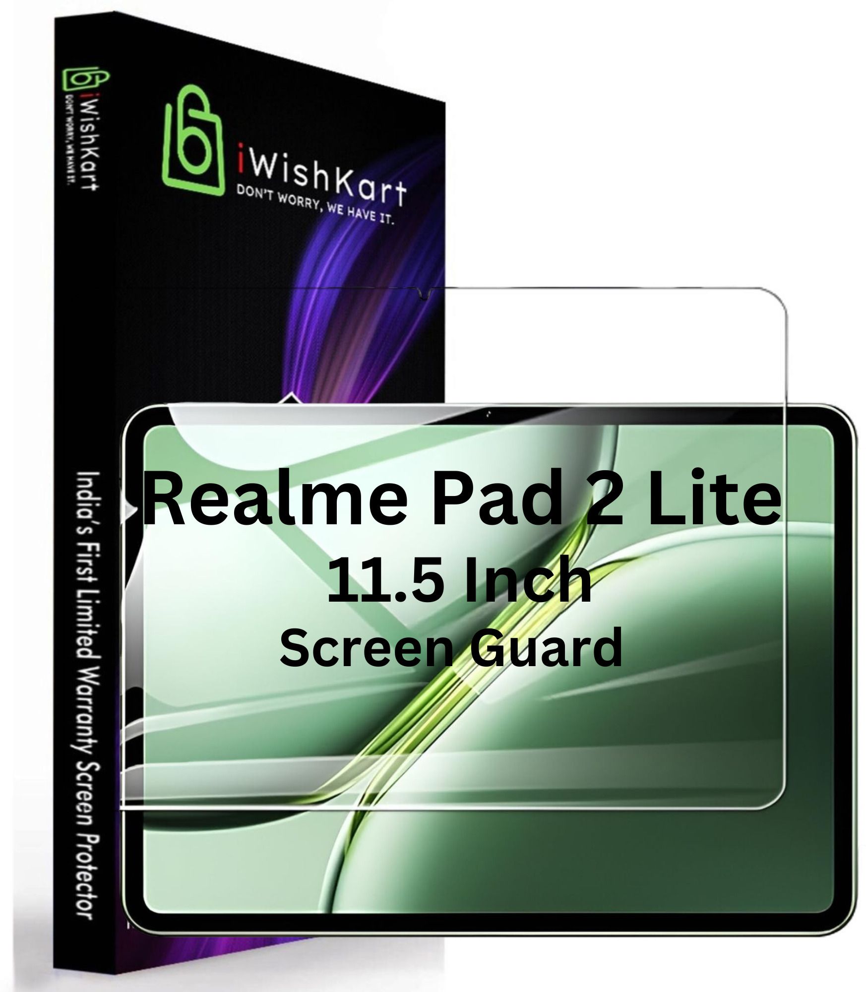 iWishKart Screen Guard for realme Pad 2 Lite 11 Inch with 4G, Military grade Edge to Edge Premium gorilla glass with Self Installation Guide - Wet & Dry wipes, Dust Absorber