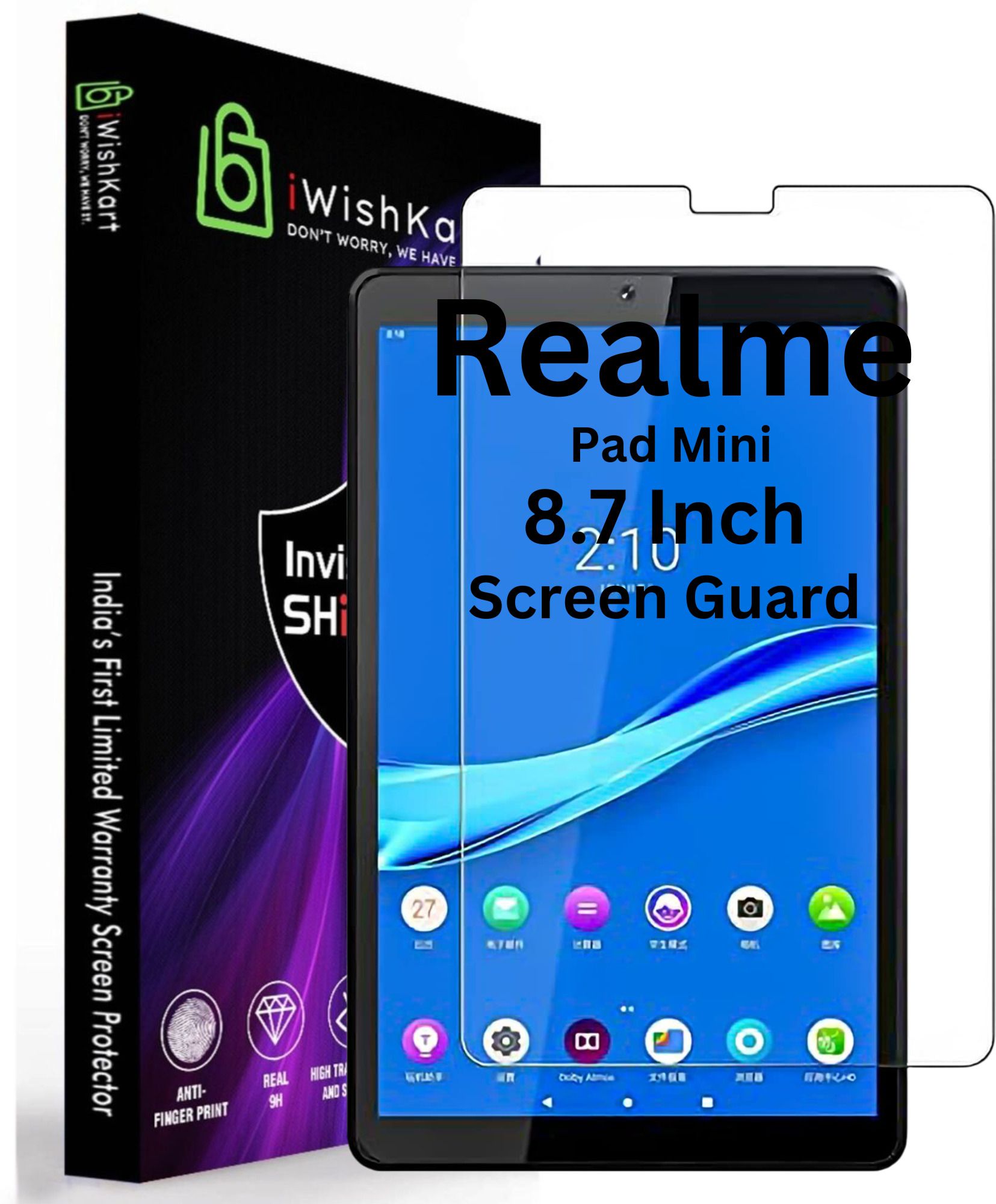 iWishKart Edge To Edge Tempered Glass for realme PAD MINI 8.7 Inch, Premium Military grade Edge to Edge Premium gorilla temper / tg black glass screenguard with Self Installation Guide - Wet & Dry wipes, Dust Absorber [With Warranty] tab / tablet ka gilas cover | Premium Accessories-image-15