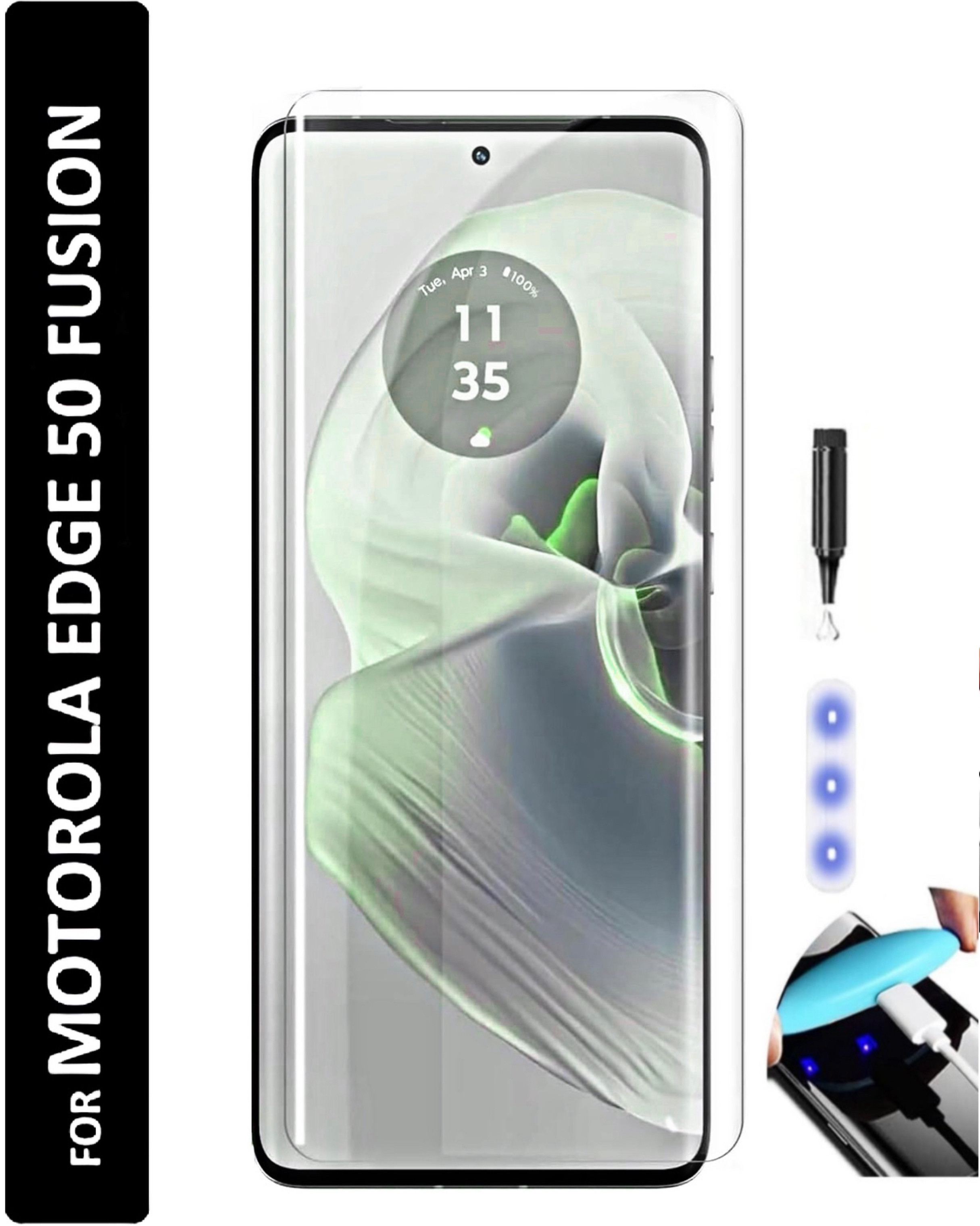 Doubledicestore Edge To Edge Tempered Glass for Motorola Edge 50 fusion, Advanced UV Screen Protector, moto edge 50 fusion 5g image 1