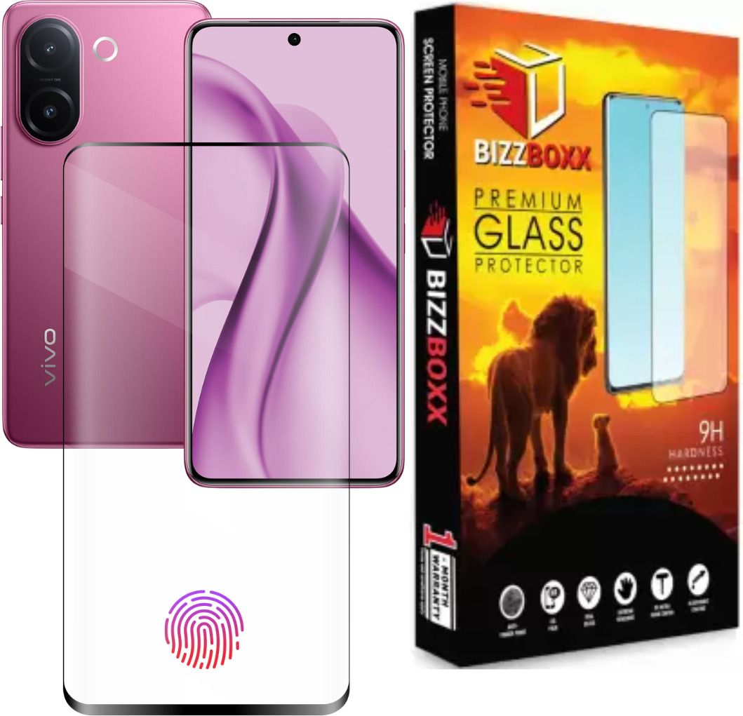 BizzBoxx Edge To Edge Tempered Glass for vivo V60e 5G, vivo V60e, vivo V60 e, V60e, Fingerprint Working, Full Glue Screen Protector, temper glass, Quad Curved Nano Fiber Full Glue Guard, Full Glue Glass With Installation Kit, 6.77 Inch (UV Light and Glue Not Required)-image-11