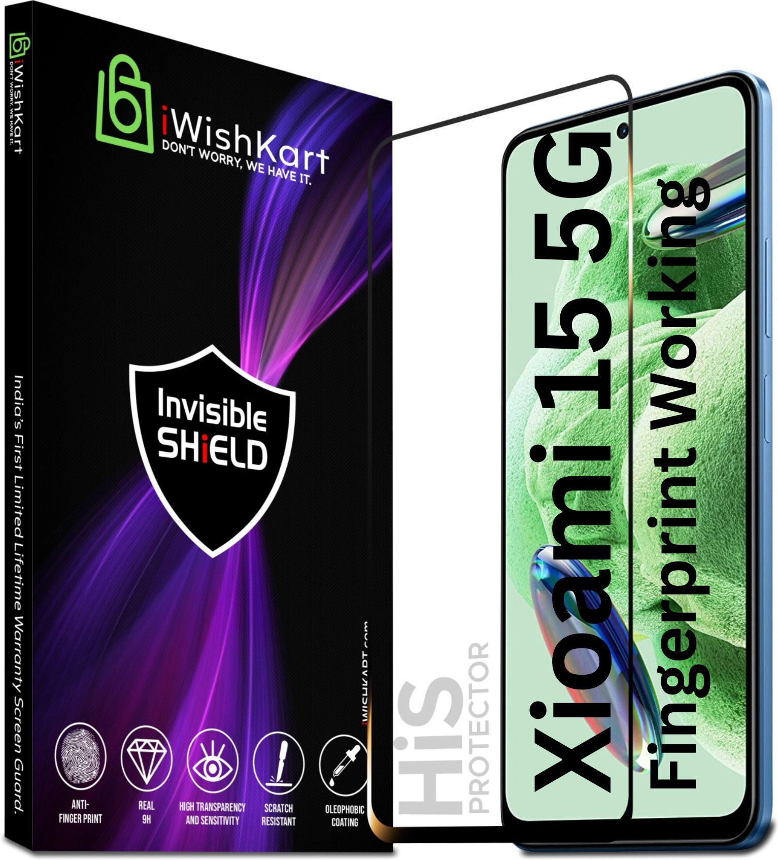iWishKart Edge To Edge Tempered Glass for Xiaomi 15 5G, Xiaomi 15, Fingerprint Working, Premium Military grade Edge to Edge Premium gorilla temper / tg black glass screenguard with Self Installation Guide - Wet & Dry wipes, Dust Absorber [With Warranty] mobile ka gilas cover, mi 15, mi15