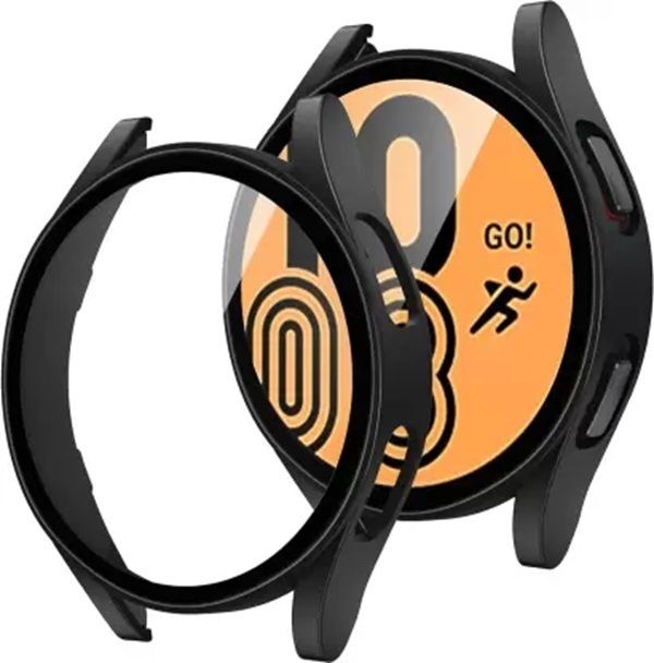 YDOXTON Front and Back Screen Guard for Samsung Galaxy Watch 4 44MM Screen Protector Case Accessories, Protective Face Cover Bumper Case for Women Men, Galaxy Watch4 (Galaxy Watch 4-44mm, Matte Black