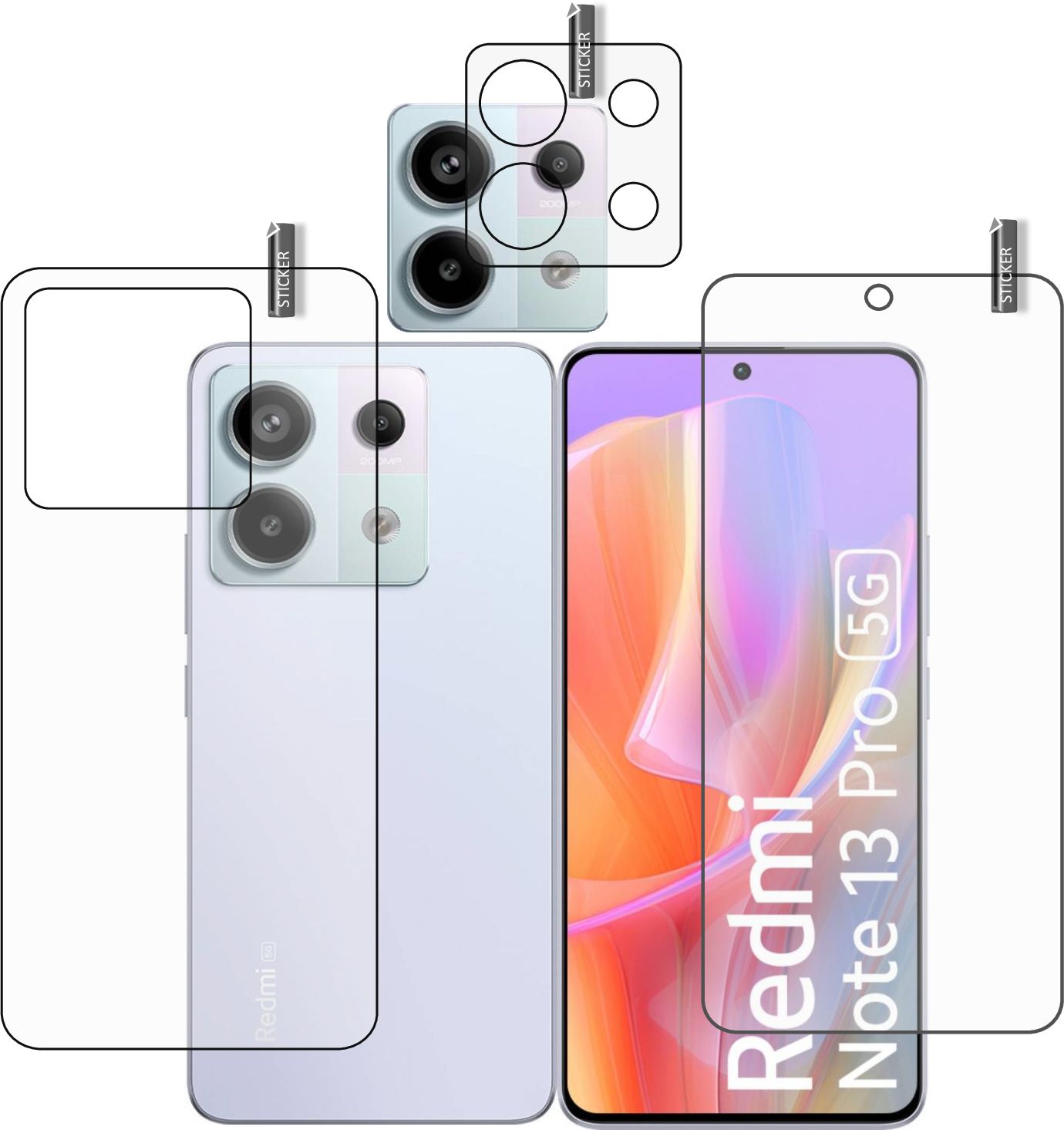 GARUDA GLASS Front and Back Tempered Glass for REDMI NOTE 13 PRO with camera lens protector-image-33