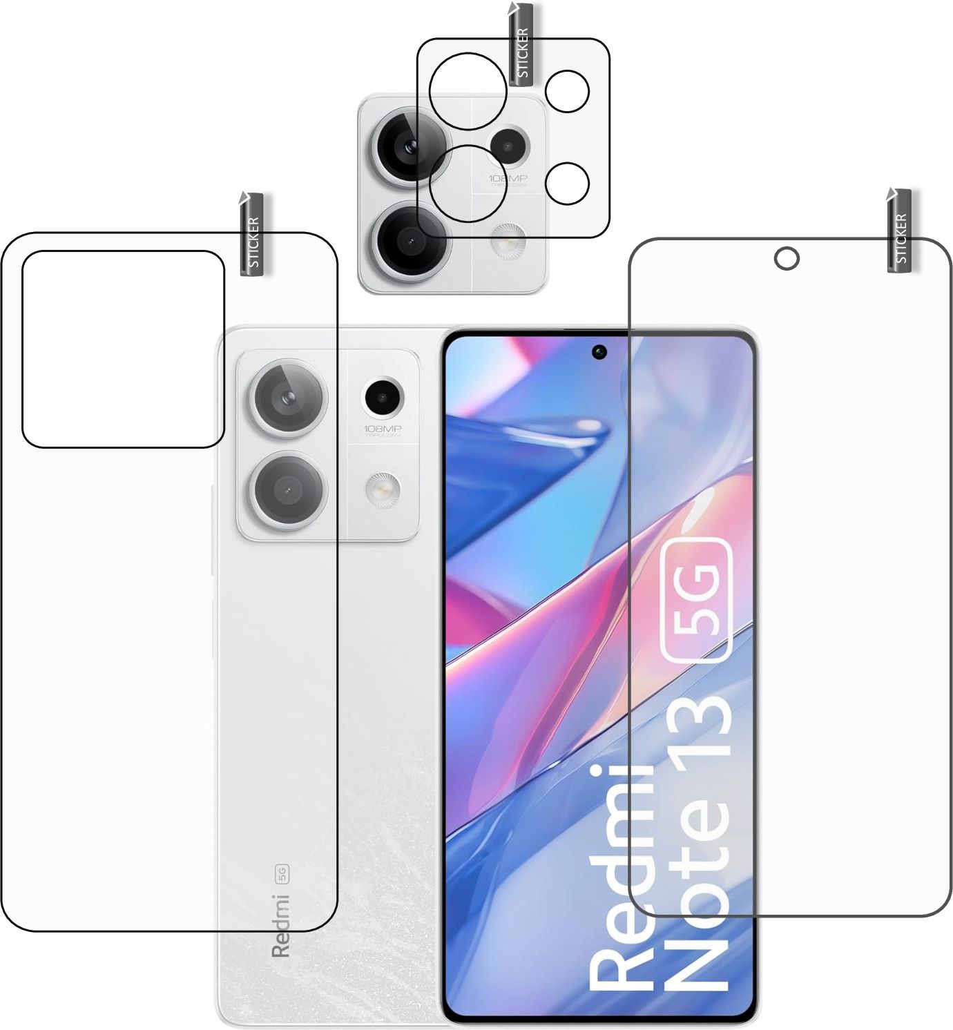 GARUDA GLASS Front and Back Tempered Glass for REDMI NOTE 13 5G With Camera Lens Protector