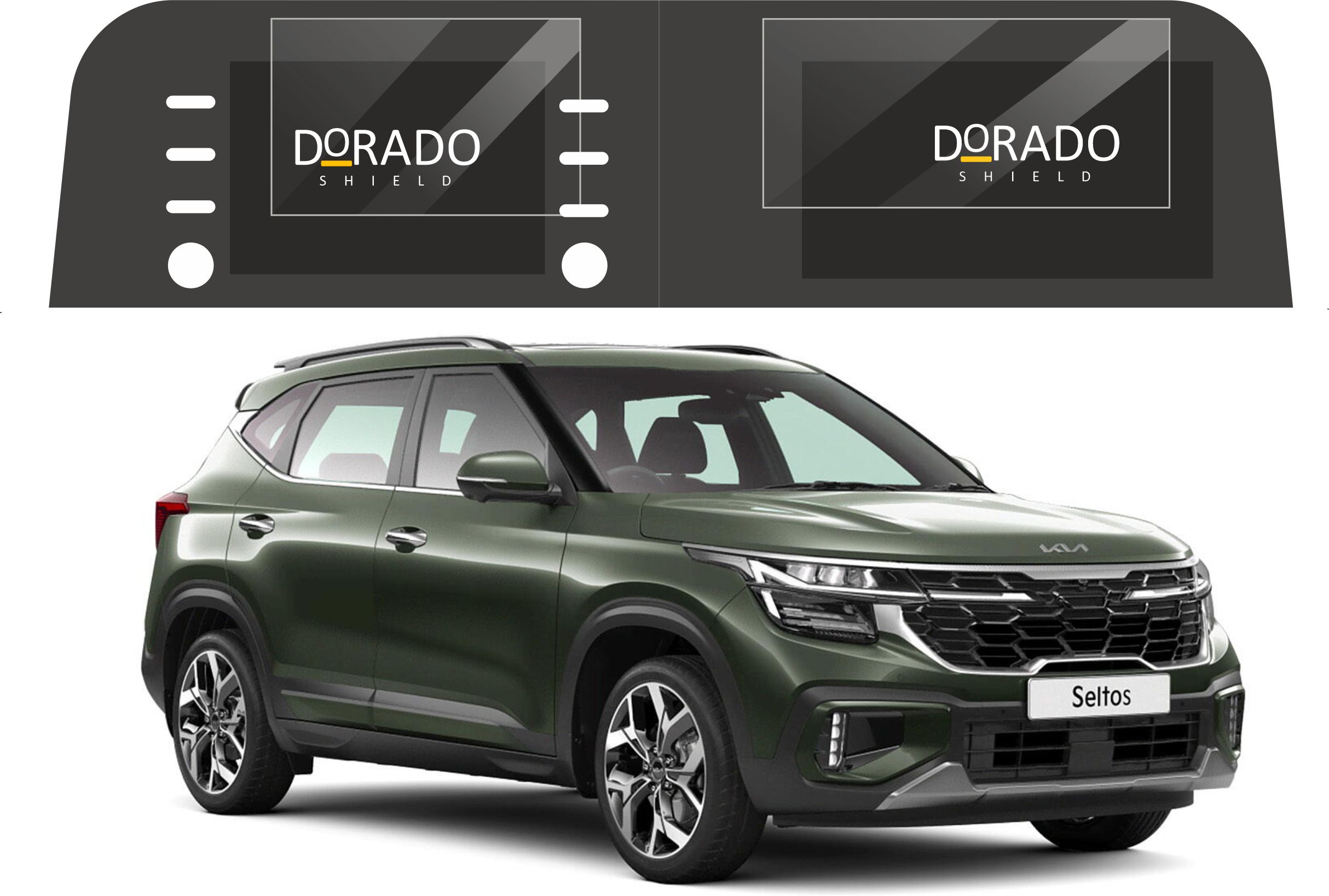 DORADO SHIELD Impossible Screen Guard for Kia Seltos Facelift 2023 HTK Infotainment system Protection film - 8" inch + 10.25" inch