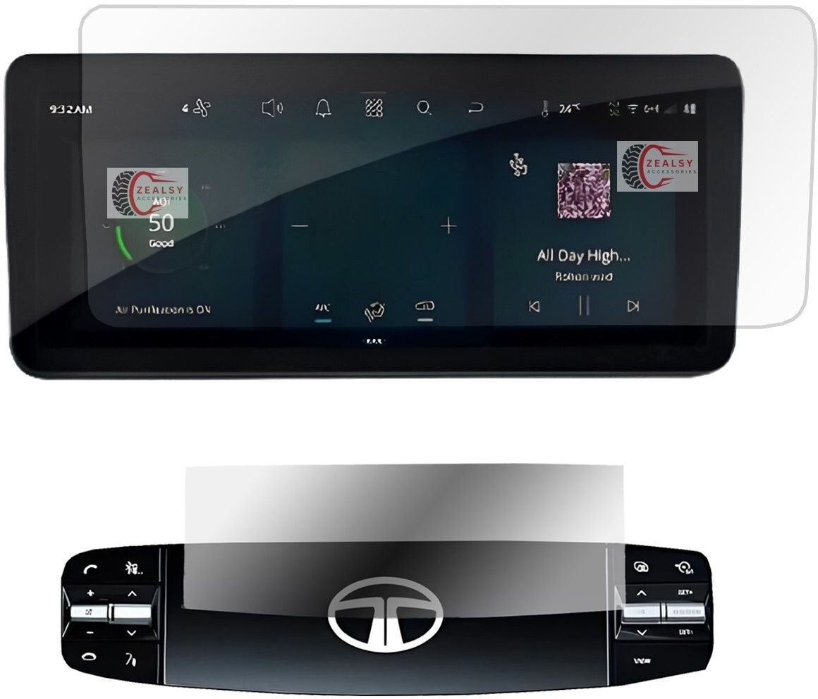Zealsy Impossible Screen Guard for PACK OF 2 TATA PUNCH PETROL & EV FACELIFT EMPOWERED 10.25 INCH HARMAN INFOTAINMENT + STEERING Guard Protector Accessories Combo-image-23