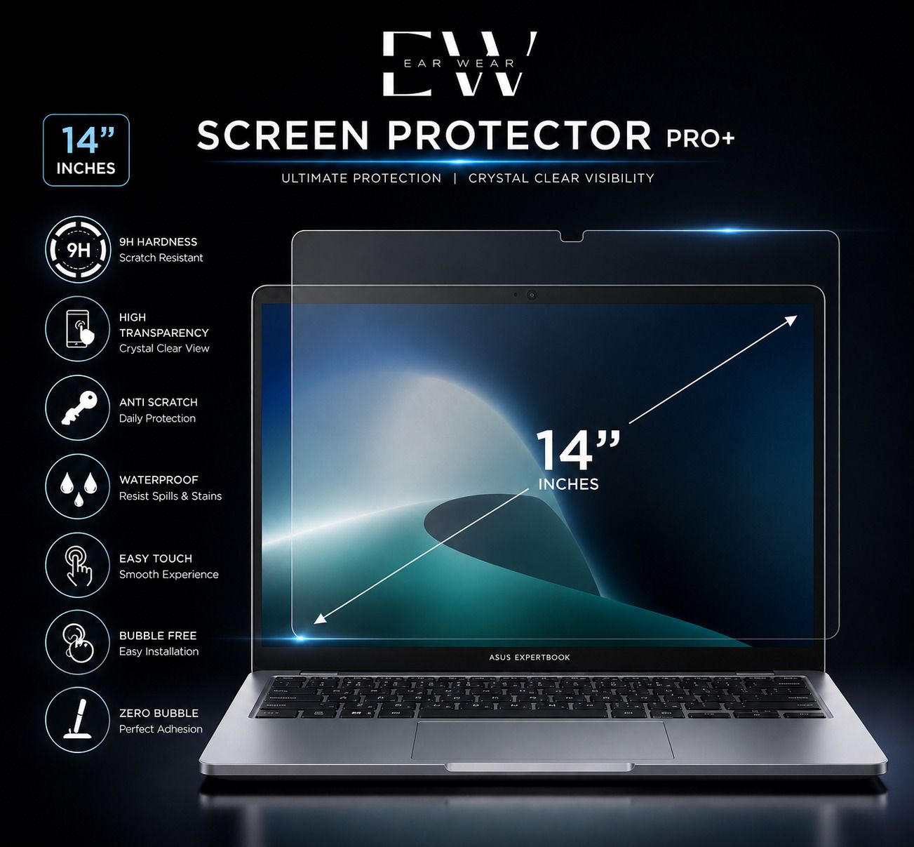 ear wear Impossible Screen Guard for Screenguard Compatible With Laptops With HP 245 G8 (14 Inch, 35.6 cm, 16:9 Ratio, 1366x768 Resolution Laptop) Flexible Fiber 9H Hardness Screen Protector Not a Tempered Glass-image-41
