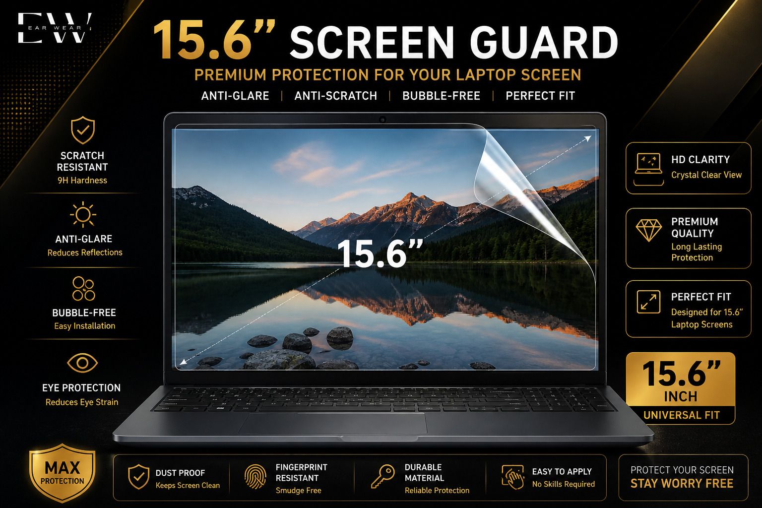 ear wear Impossible Screen Guard for Laptop Screen Guard Compatible For Honor MagicBook X15 (15.6 Inch) Laptop Screen Protector Ratio(16:9)-image-43