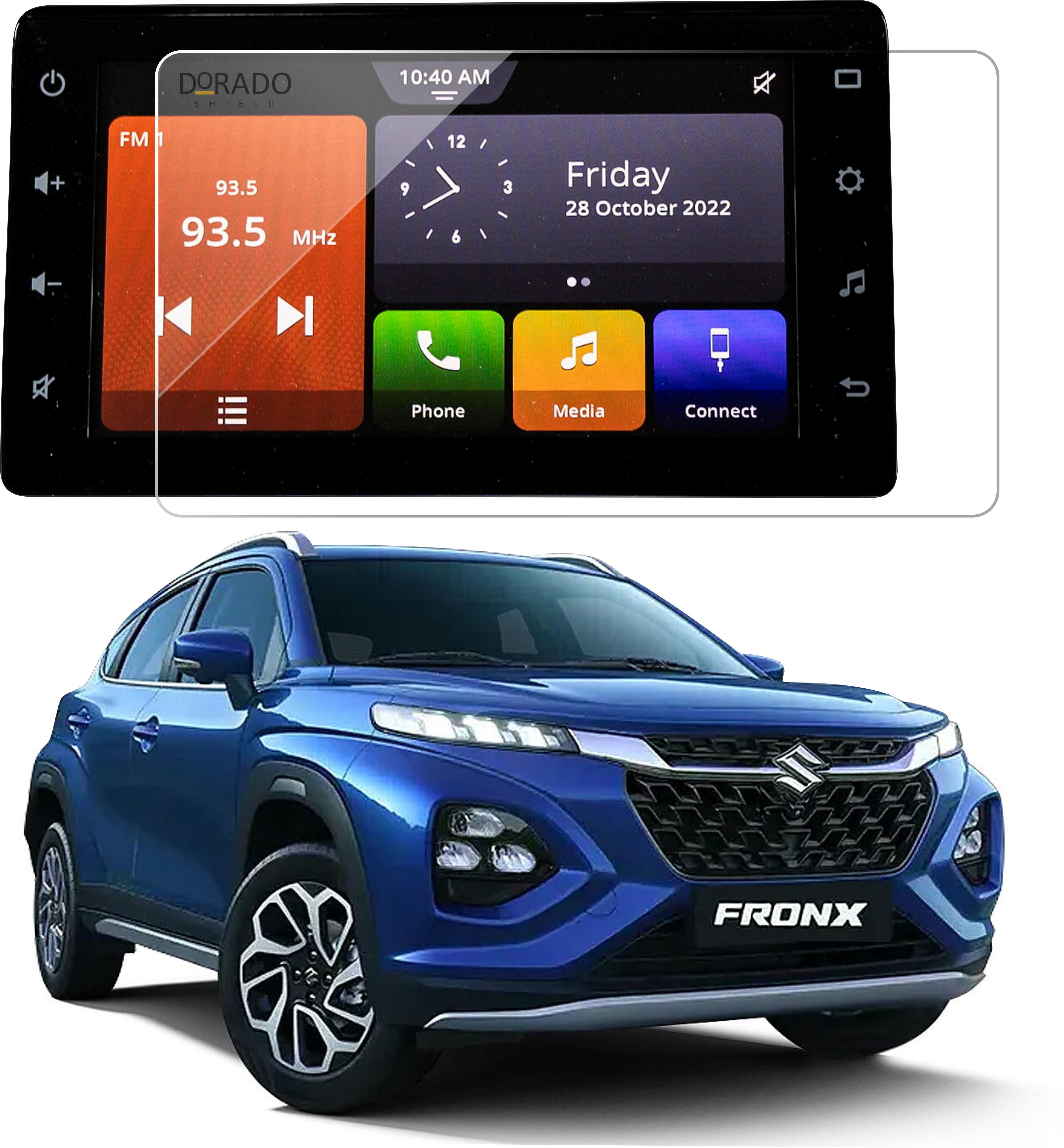 DORADO SHIELD Impossible Screen Guard for maruti suzuki fronx Car Accessories Navigation or Music System (Stereo) ,7 inch Touch Screen Guard , Company Fitted-image-3