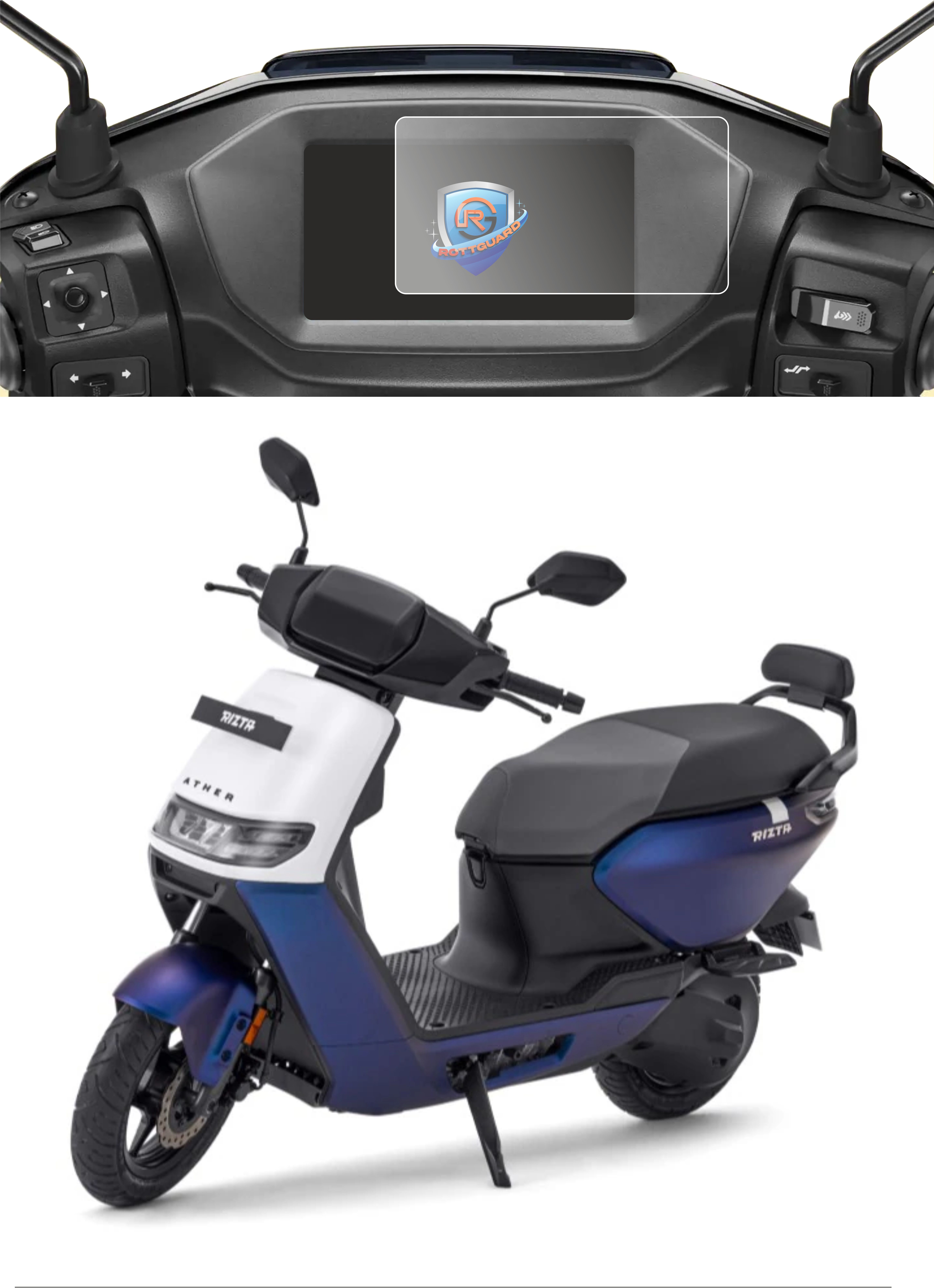 rottguard Impossible Screen Guard for ATHER RIZTA S & Z EV Scooter 2024 || 7 Inch Display Protector || Anti Scratch || Water Resistant || Instrument Cluster Accessory [Not Tempered Glass]-image-6