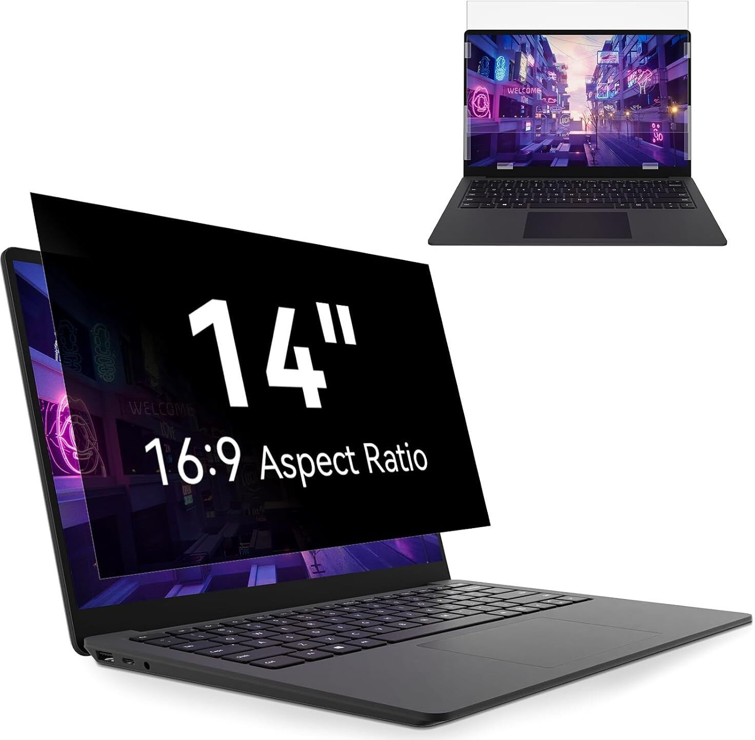 ear wear Impossible Screen Guard for 14 Inch Laptop Privacy Screen, Anti Glare Blue Light Privacy Filter, Removable Shield 14in Screen Protector 16:9 Aspect-image-9