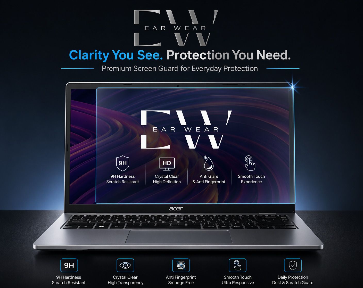 ear wear Impossible Screen Guard for Acer Aspire Go 14 & Acer Swift Neo (AspireGo14 14" Inch, 35.56cm, 16:10 Ratio, 1920x1200 Resolution Laptop) Screen Protector Not a Tempered Glass,-picture-10