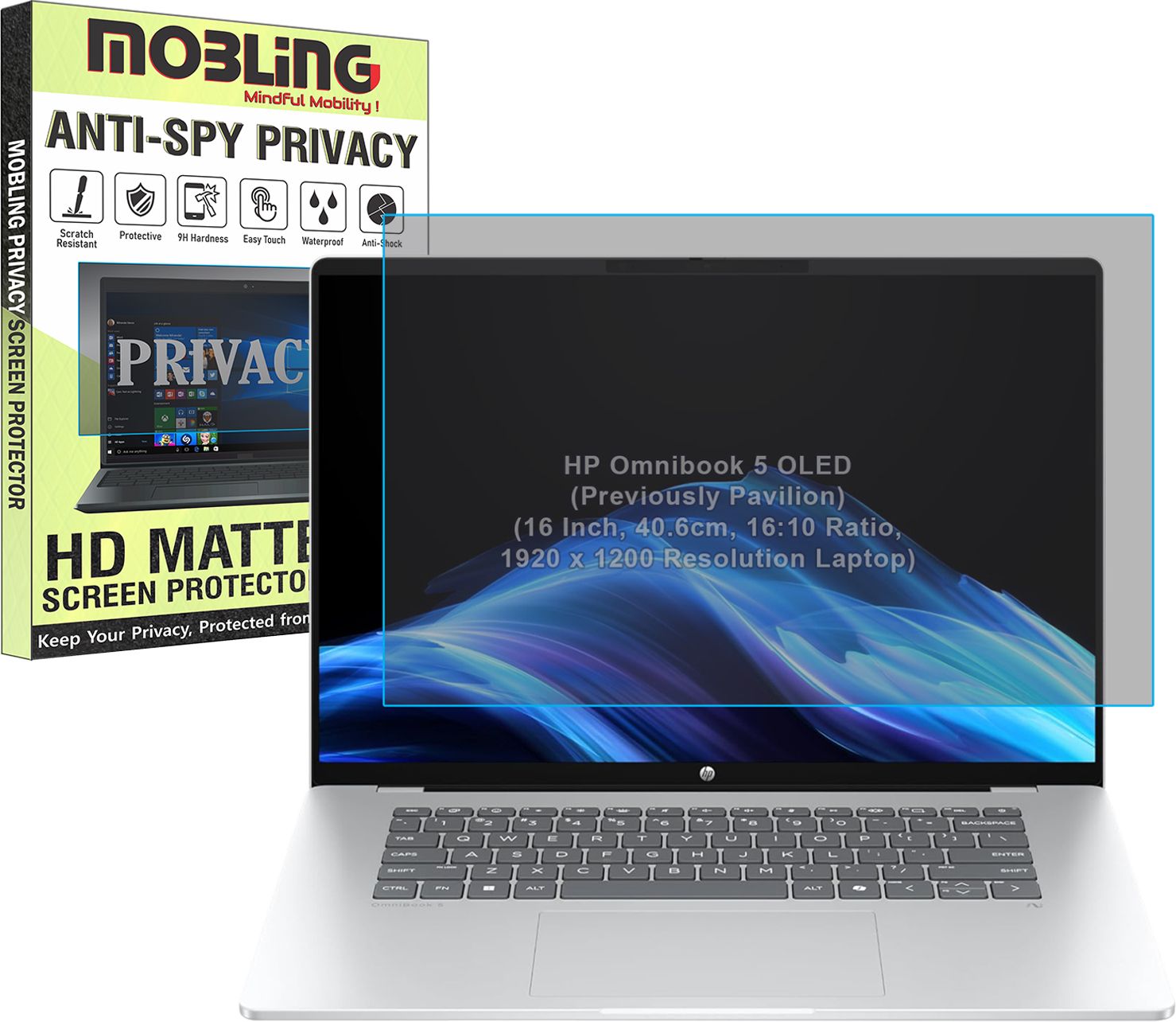 Mobling Screen Guard for HP Omnibook 5 OLED (Previously Pavilion) (16 Inch, 40.6 cm, 16:10 Ratio, 1920x1200 Resolution Laptop) (Privacy Matte Finish)-image-3