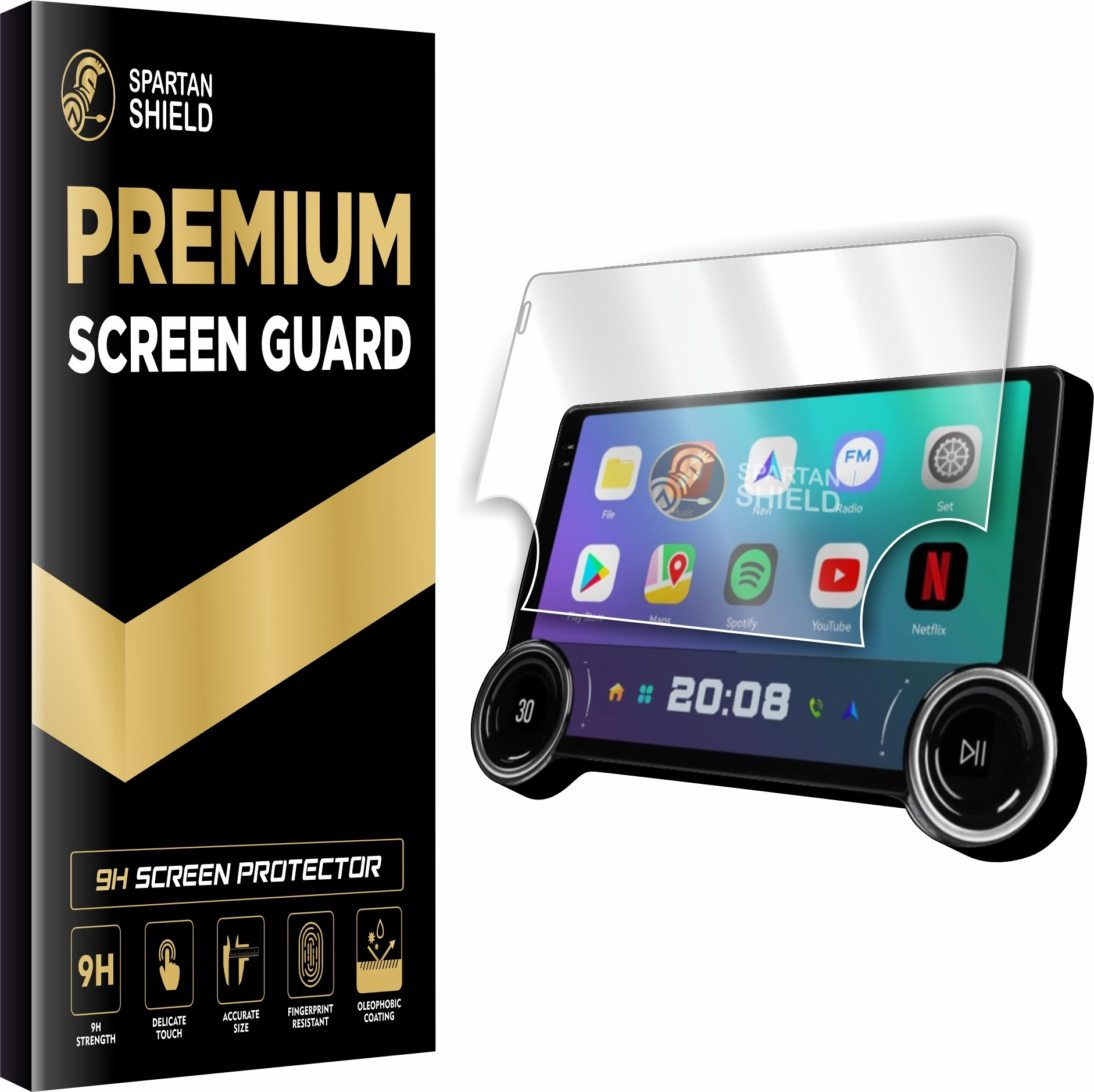 spartan shield Screen Guard for DIAMOND 2K 10.1 INCH [with Button Hole] Android Car Stereo System || Infotainment Display Protector || Aftermarket TouchScreen Music Audio Player Accessory 2025 [Not Tempered Glass] image 1