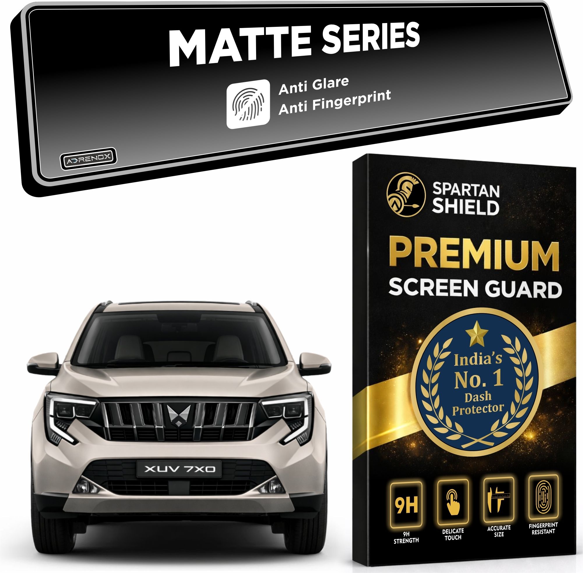 spartan shield Screen Guard for MAHINDRA XUV 7XO 2026+ MATTE || AX, AX3, AX5, AX7, AX7T & AX7L || 12.3 INCH TRIPLE SCREEN with *** ADRENOX+ BADGE CUTOUT *** || Anti Scratch || Water Repellant || With Complimentary Installation Kit || Bubble Free Application || XUV7XO Digital Instrument Cluster Protective Film || 2025 Car Stereo Accessories [Not Tempered Glass] [CHECK ADRENOX BADGE BEFORE ORDERING]-picture-10