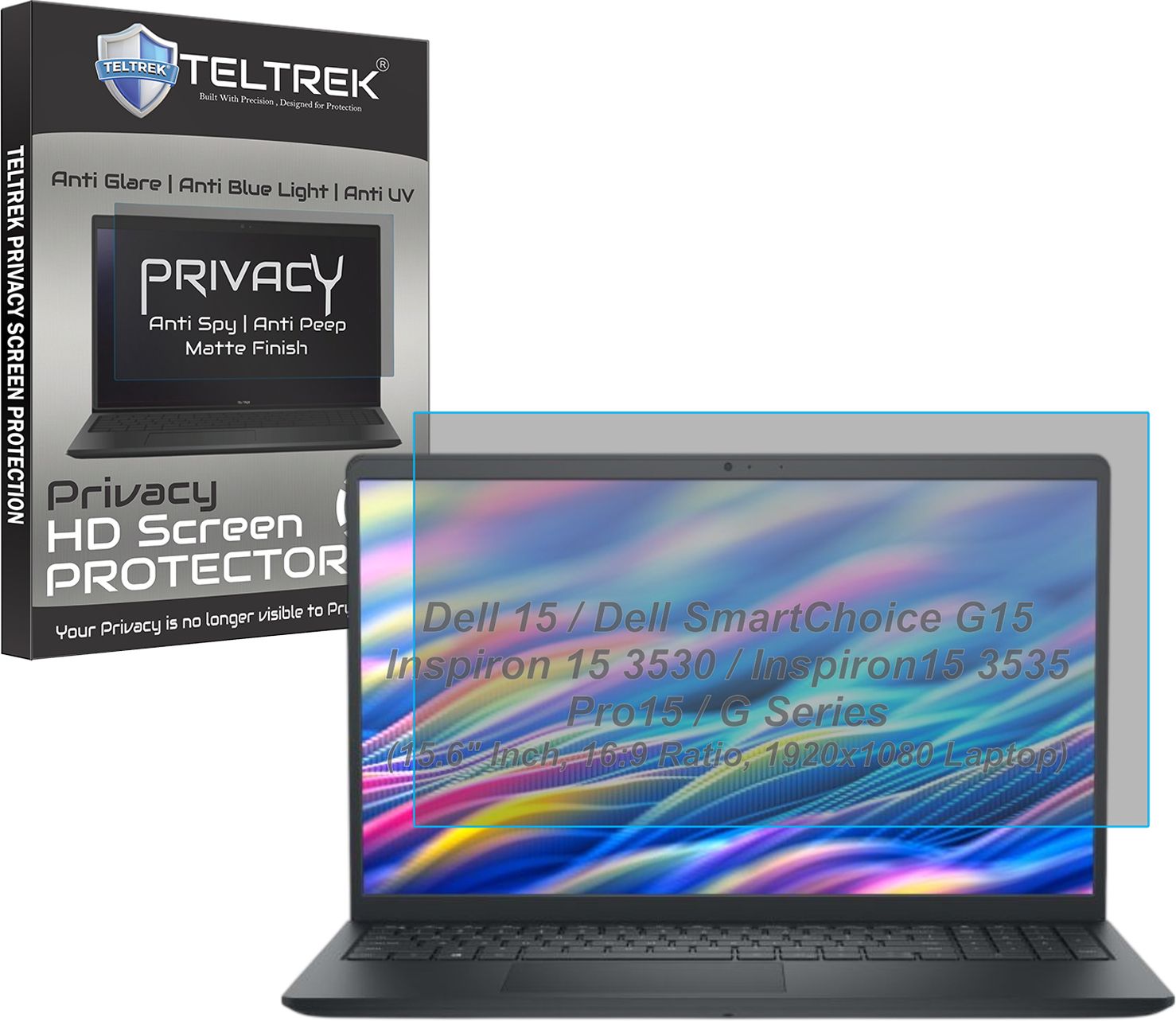 TELTREK Screen Guard for Dell 15 / Dell SmartChoice G15 / Inspiron 15 3530 / Inspiron15 3535 / Pro15 / G Series (15.6" Inch, 16:9 Ratio, 1920x1080 Laptop) (Privacy Matte Finish)-image-49