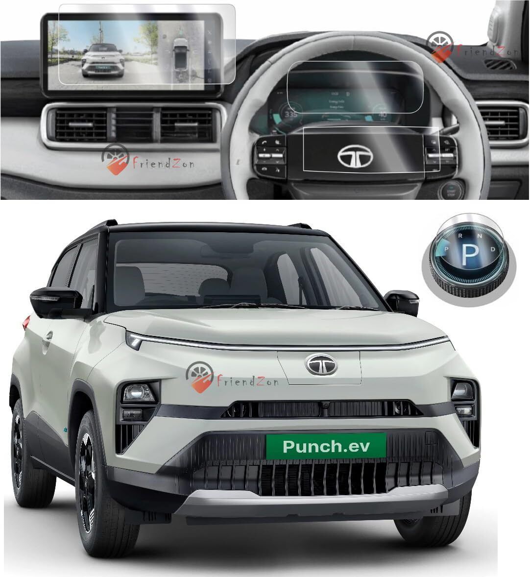 FriendZon Screen Guard for TATA PUNCH EV (10.25 INCH) (4 Pack) Combo INFOTAINMENT + DIGITAL INSTRUMENT CLUSTER + STEERING Protector + Gear Knob Guard [Not Tempered Glass]-picture-11