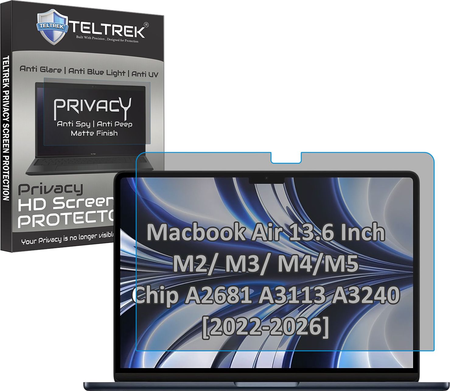 TELTREK Screen Guard for Macbook Air 13.6 Inch M2/ M3/ M4/M5 Chip A2681 A3113 A3240 [2022-2026] (Privacy Matte Finish)-image-27