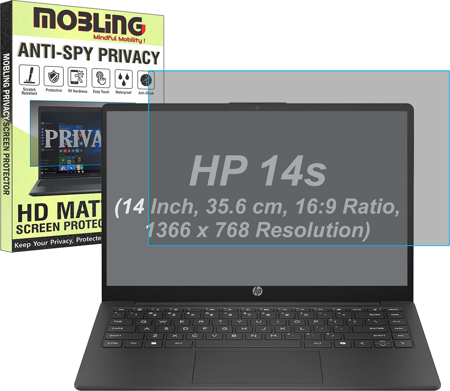 Mobling Screen Guard for HP 14s (14 Inch, 35.6 cm, 16:9 Ratio, 1366x768 Resolution Laptop) (Privacy Matte Finish)-image-31