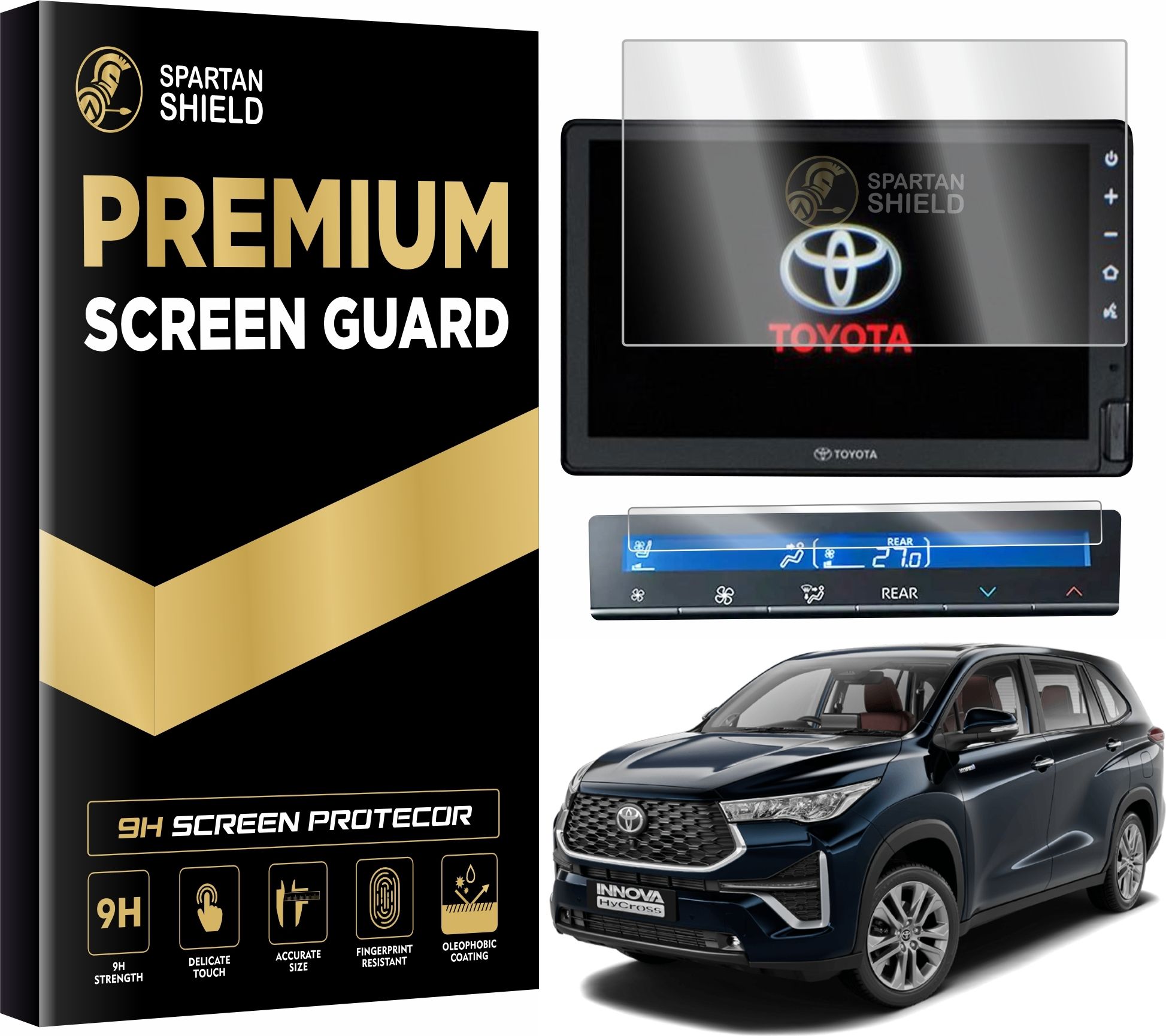 spartan shield Screen Guard for TOYOTA INNOVA HYCROSS || GX & VX || 8 inch Infotainment Display Guard || Water Resistant || 9H New Car Digital Touchscreen Accessory 2024 [Not Tempered Glass]-image-26