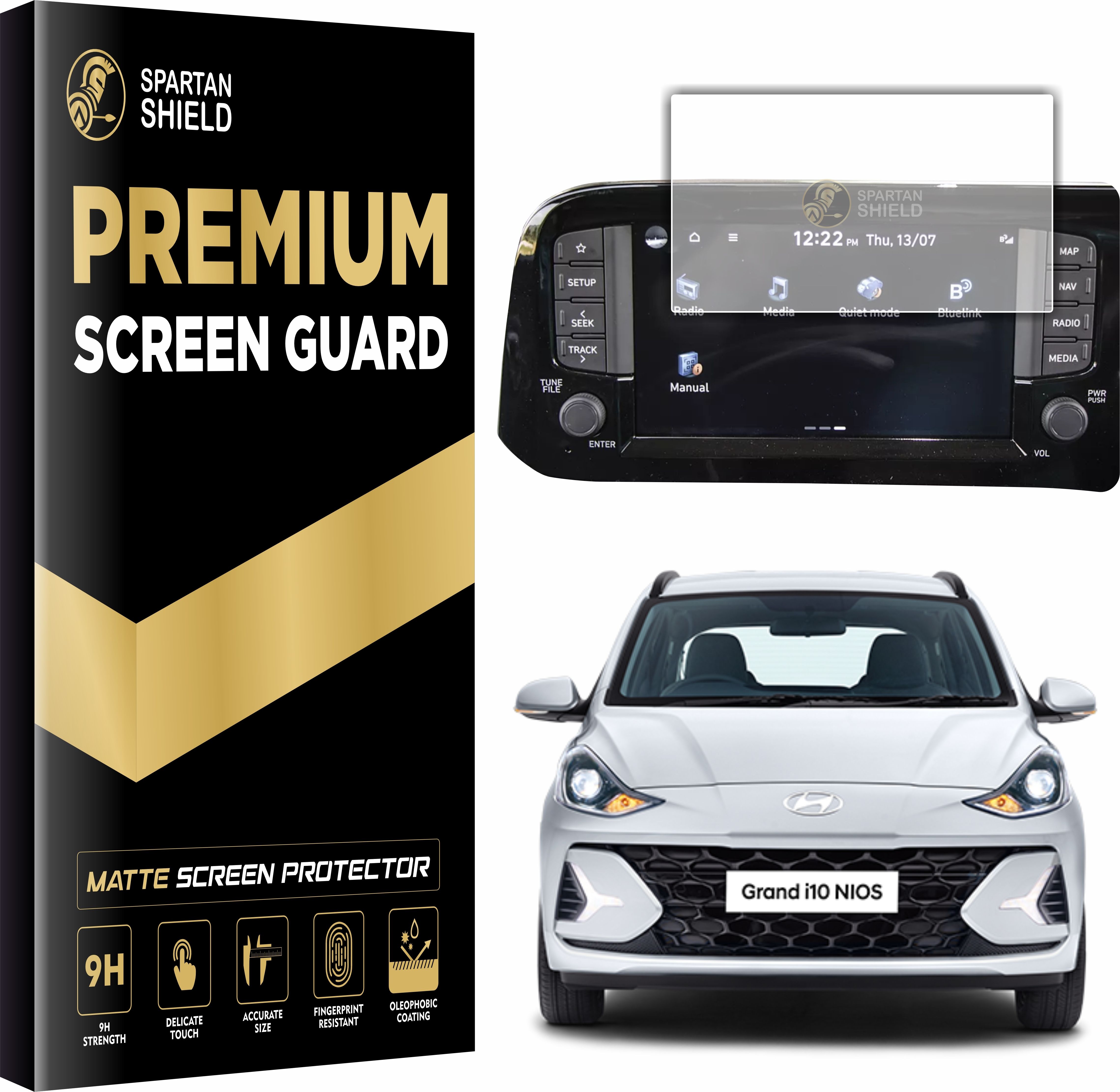 spartan shield Screen Guard for Hyundai Grand i10 Nios 2023 Facelift || Sportz | Asta || 8 inch Infotainment Touchscreen Protector || 9H Hardness | Ultra Clear || Hyundai-i10 Music System Car Digital Touch Display System MATTE Accessories 2025 [Not Tempered Glass]-image-4