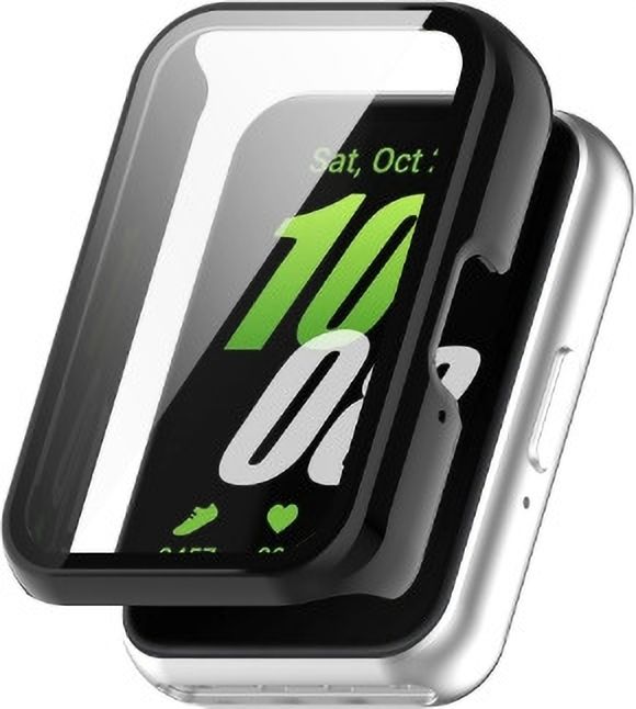KAZUKI Screen Guard for Samsung Galaxy Fit 3 SM-R390 PC + Tempered Glass Film Integrated Watch Protective Case (Black)