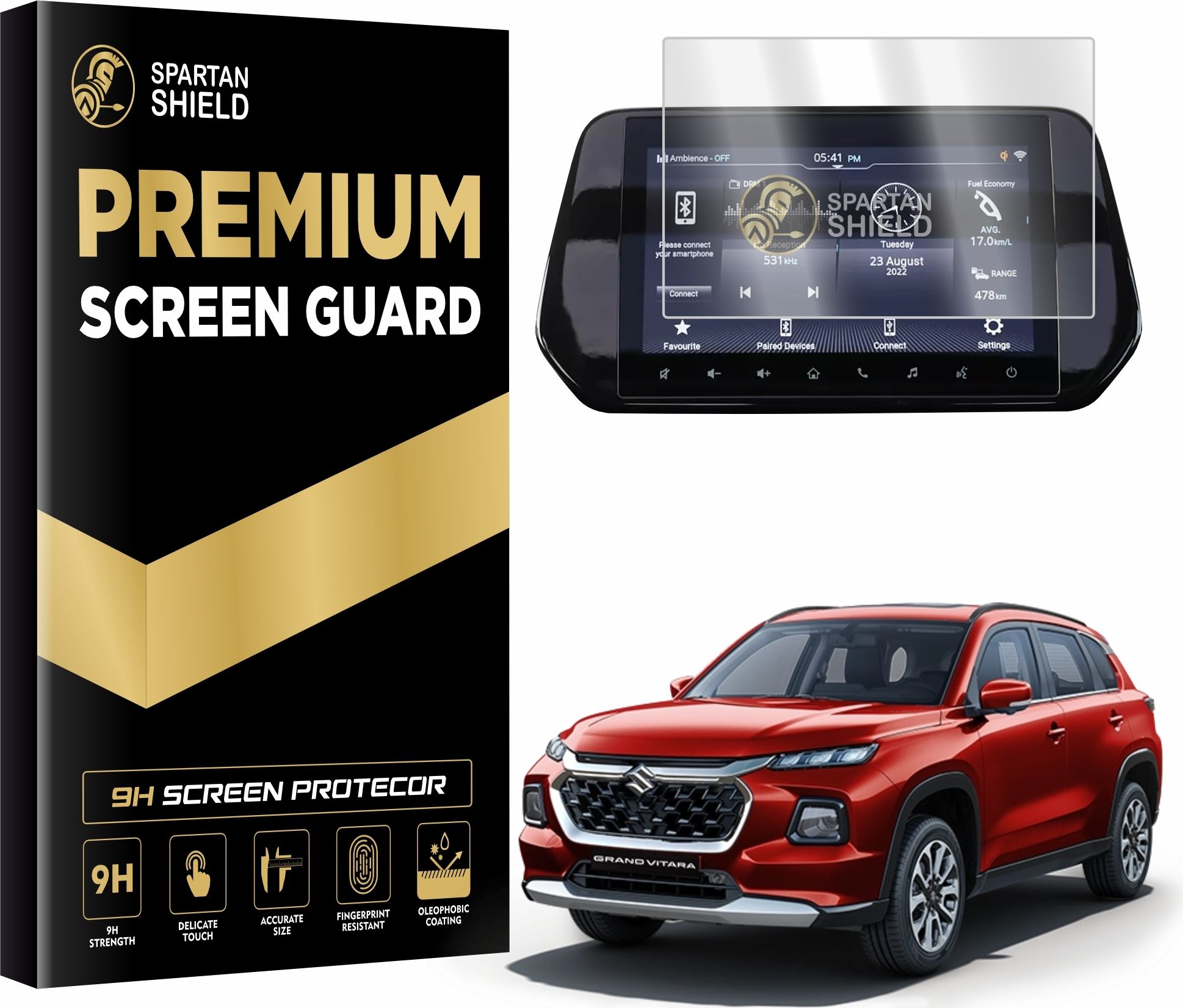 spartan shield Screen Guard for Maruti Suzuki GRAND VITARA 2022 ALPHA ZETA ALPHA+ ZETA+ 9 INCH || Music Infotainment System Protector || Car Audio Display Accessories 2025 [Not Tempered Glass] (9Inch)-image-39