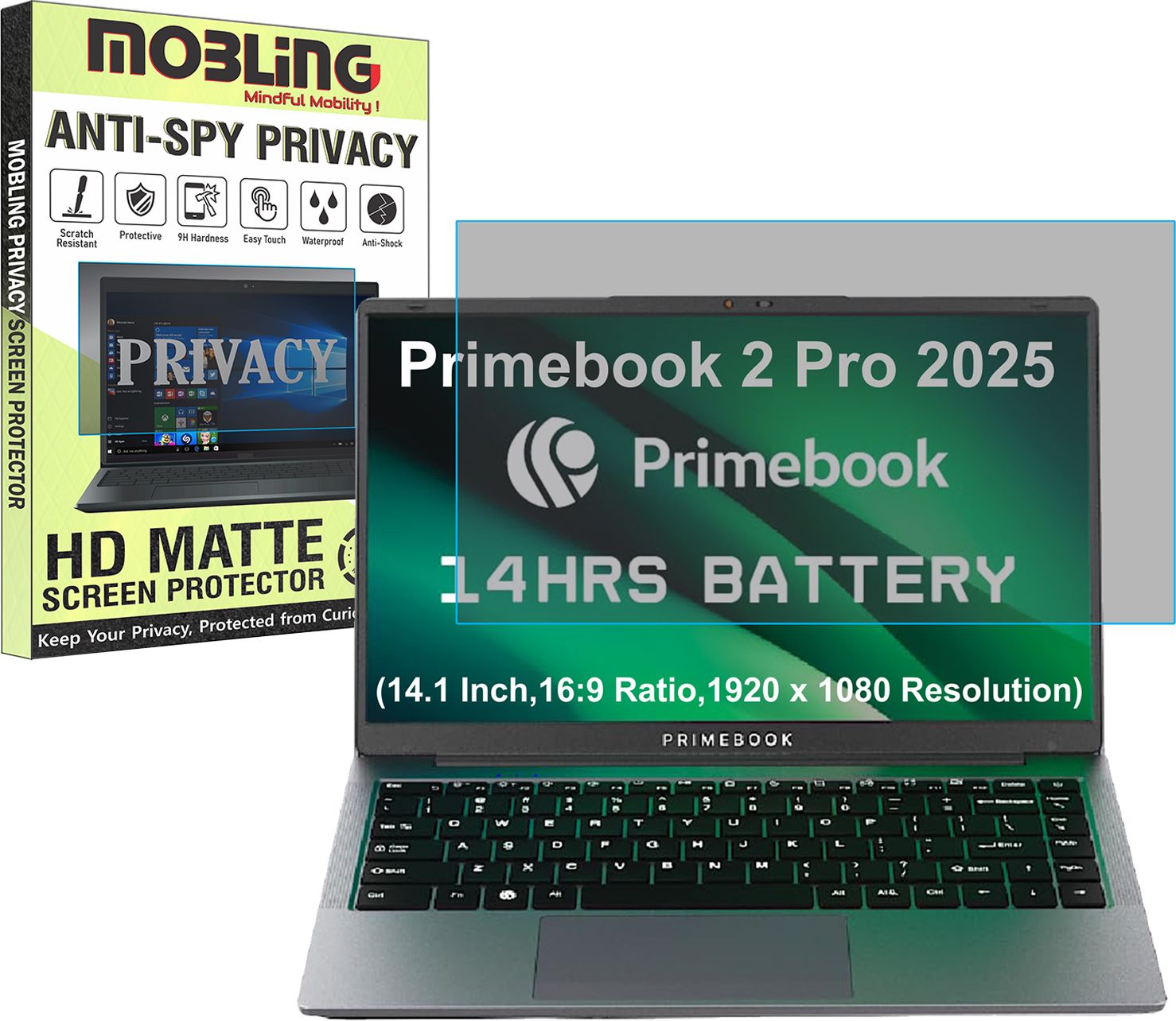 Mobling Screen Guard for Primebook 2 Pro 2025 (14.1 Inch, 32.2cm, 16:9 Ratio, 1920x1080 Resolution Laptop) (Privacy Matte Finish)-image-41