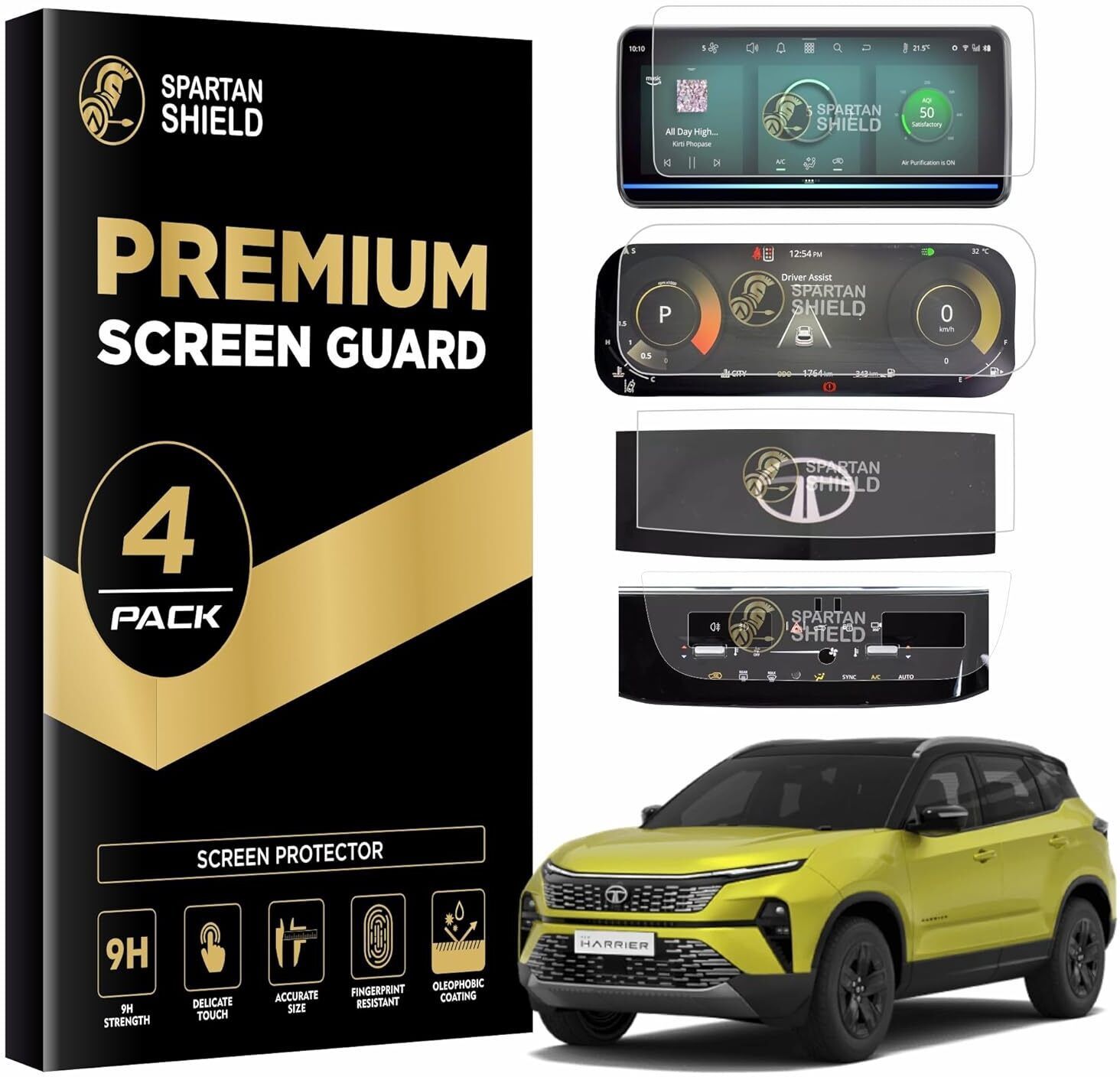 spartan shield Screen Guard for TATA HARRIER || 10.25 INCH INFOTAINMENT + INSTRUMENT CLUSTER + STEERING + AC PANEL Guard | Car Digital Display Accessories [Not Tempered Glass]-image-32