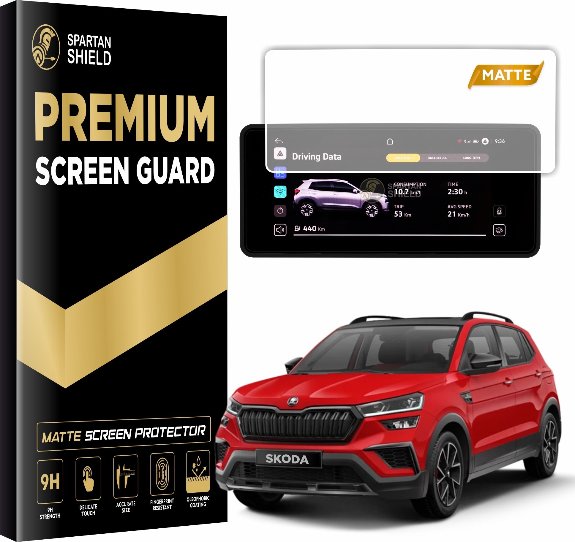 spartan shield Screen Guard for SKODA KUSHAQ, SLAVIA & KYLAQ 2024 Facelift || 10.25 inch Infotainment Digital Display Protector || Anti Fingerprint | Scratch Resistant || New Car 9H Touch Screen MATTE Accessories 2025 [Not Tempered Glass]-image-6