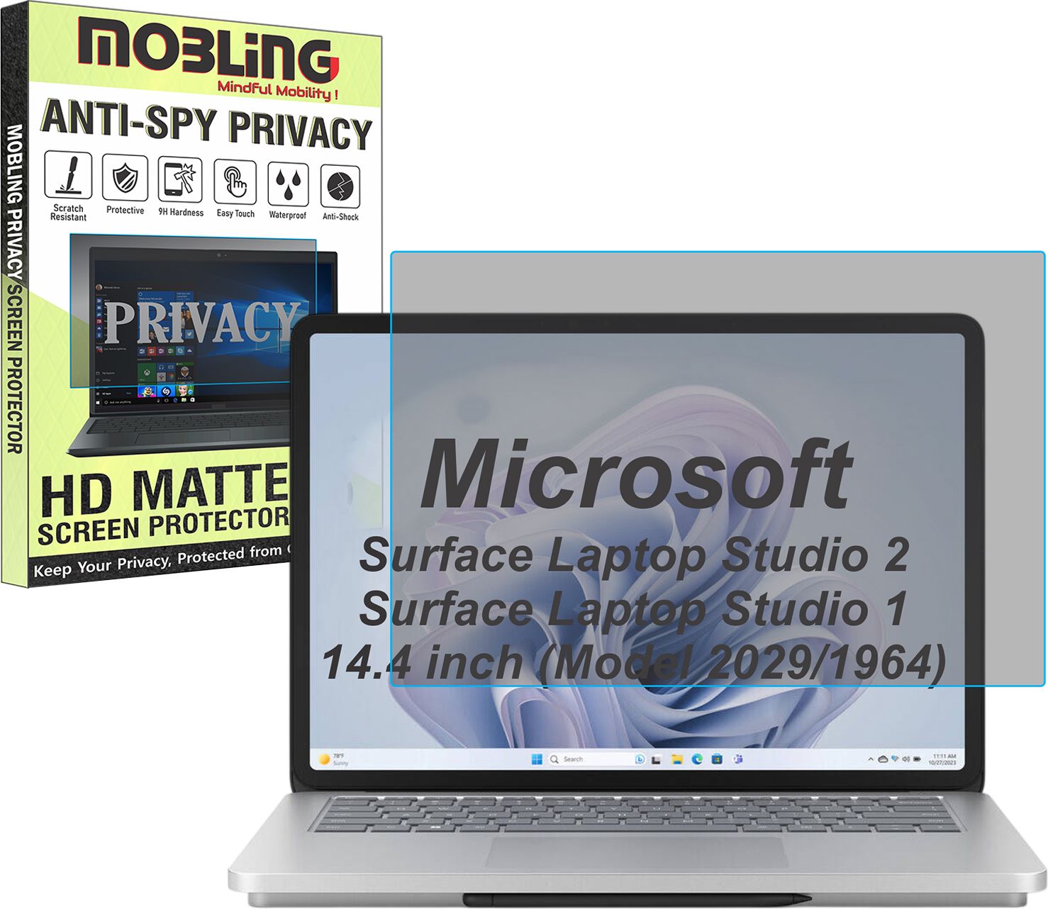 Mobling Screen Guard for Microsoft Surface Laptop Studio 2/ Surface Laptop Studio 1 14.4 inch (Model 2029/1964) (Privacy Matte Finish)-image-49