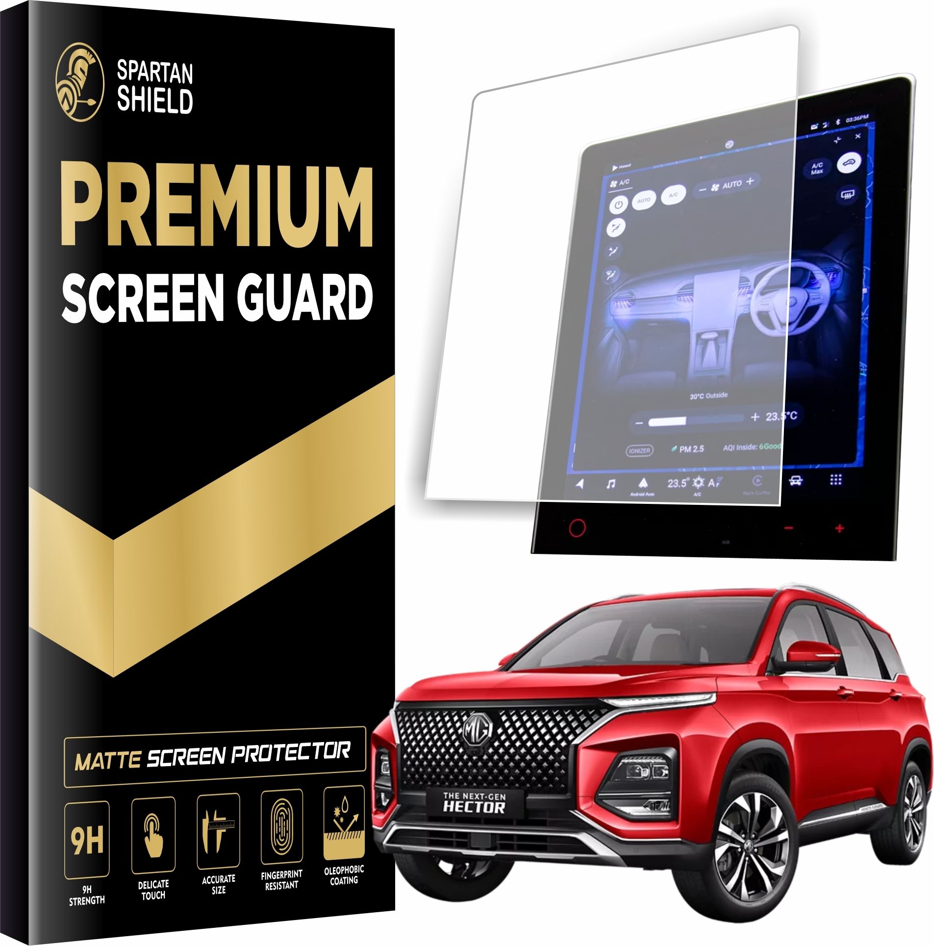 spartan shield Screen Guard for MG HECTOR [2023-2025] || SHINE PRO | SELECT PRO | SMART PRO | SHARP PRO | SAVVY PRO || 14 Inch Infotainment Touchscreen MATTE Protector || Anti Fingerprint | Water Resistant || MgHactor Car Digital Touch Display 9H Accessory [Not Tempered Glass]-image-1
