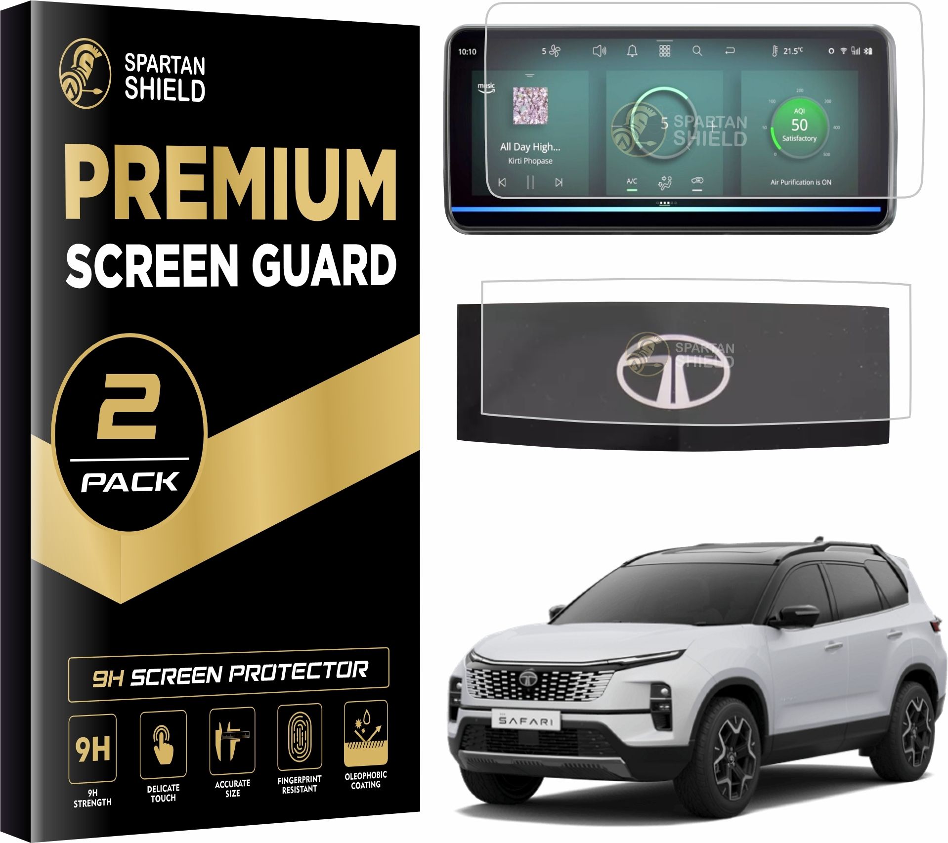 spartan shield Screen Guard for TATA SAFARI 2023 FACELIFT 10.25 INCH INFOTAINMENT SYSTEM & STEERING Combo | PURE(O) ADVENTURE ADVENTURE PLUS +A | 9H Car Display GPS Music Screen Protector [Not Tempered Glass]-image-35