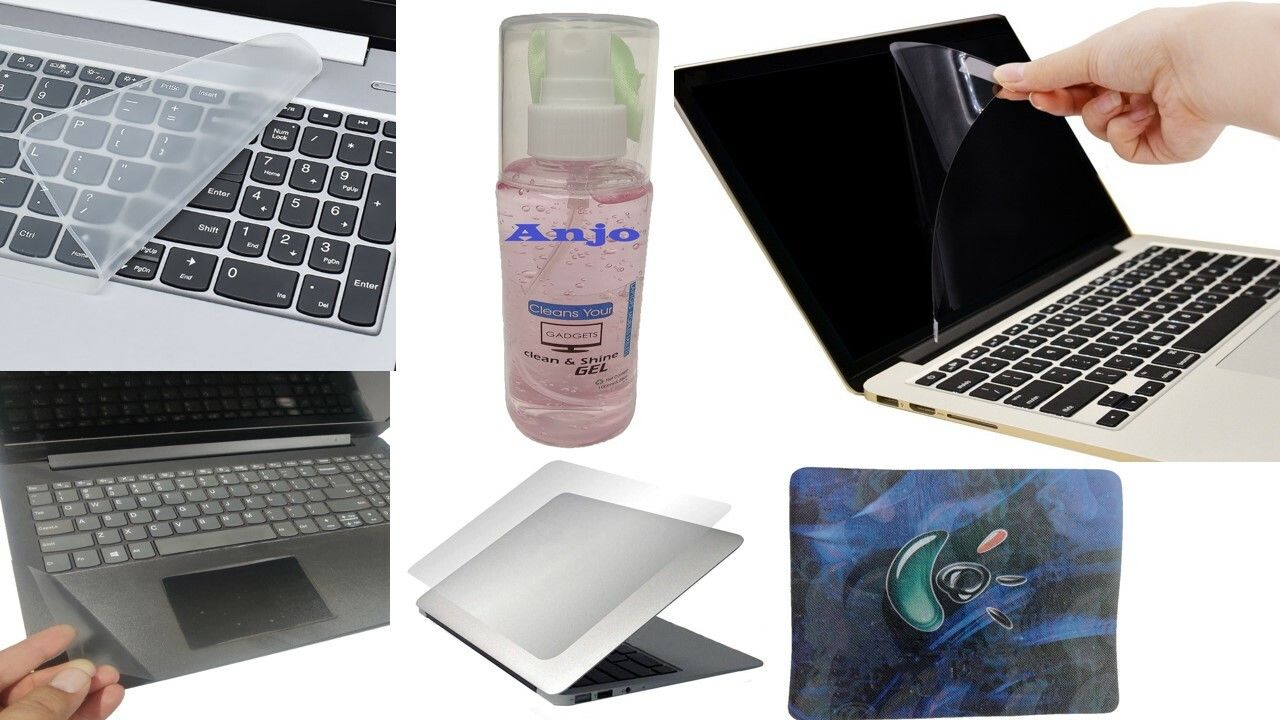 ANJO Screen Guard for 15.6 inch Laptop With Keyguard-Lamination-Mouse pad-Cleaning Gel 6 in 1 Combo (Matte, Transparent)