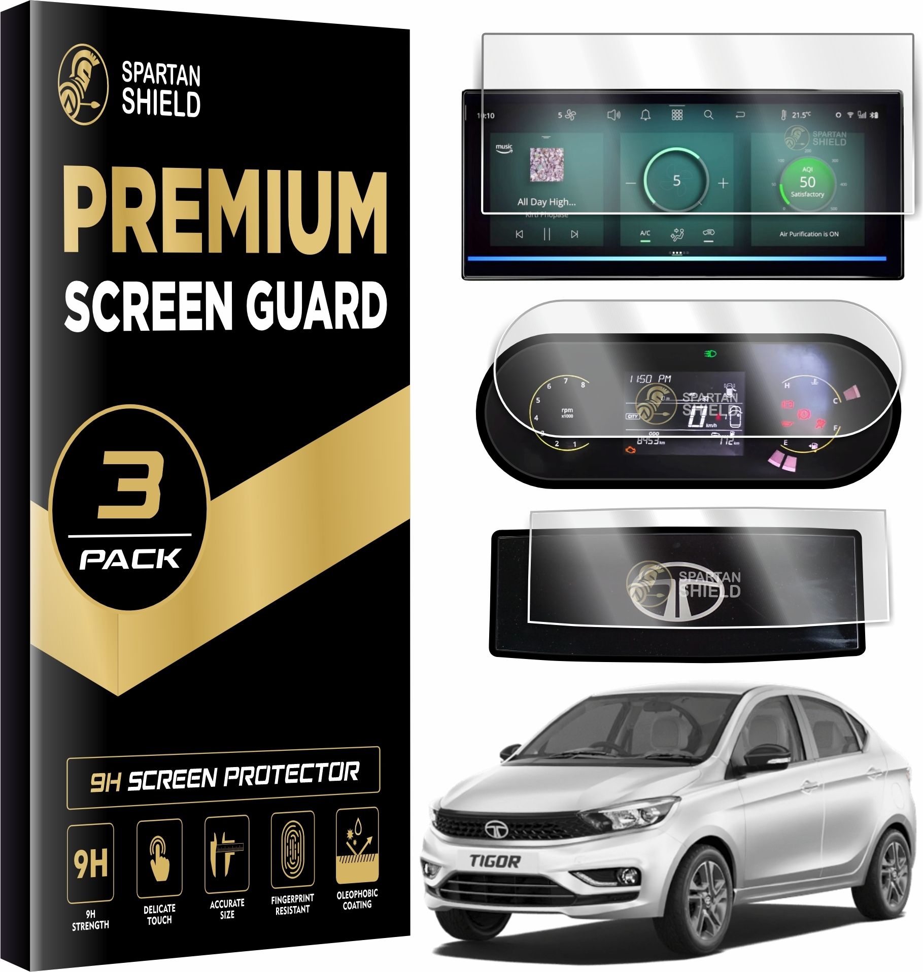 spartan shield Screen Guard for TATA TIGOR 2025 || XZ+ | XZ+ Tech LUX || 10.25 Inch Infotainment [Thin Corners] + Steering + Advanced Digital Instrument Cluster Protector || Anti Scratch || NEW TataTigor Car Digital Display Accessories [NOT TEMPERED GLASS]-image-28