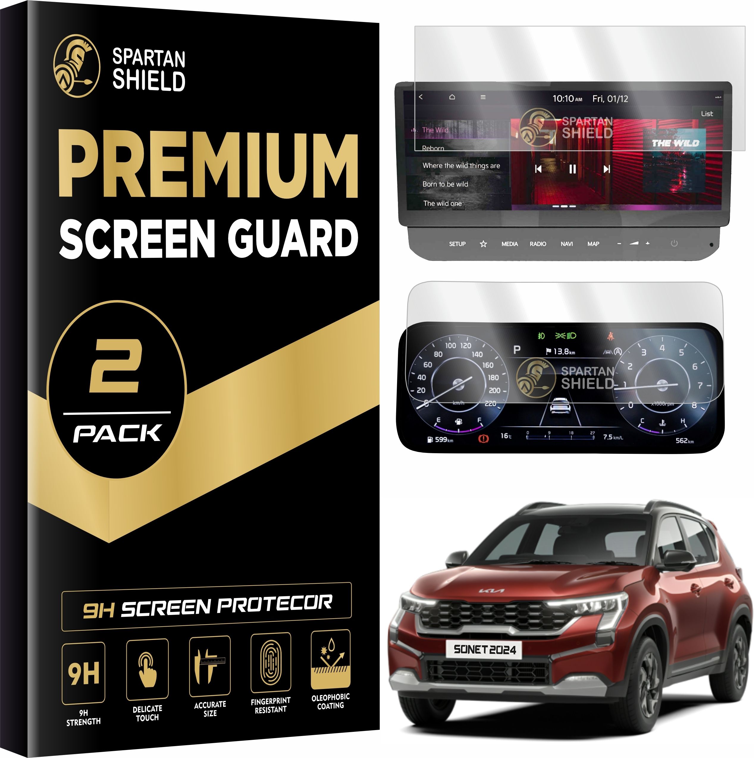 spartan shield Screen Guard for NEW KIA SONET 2024 FACELIFT | 10.25 INCH INFOTAINMENT & INSTRUMENT CLUSTER Protector | HTX+ GTX PLUS X LINE | Car Music System Accessories [Not Tempered Glass]-image-37