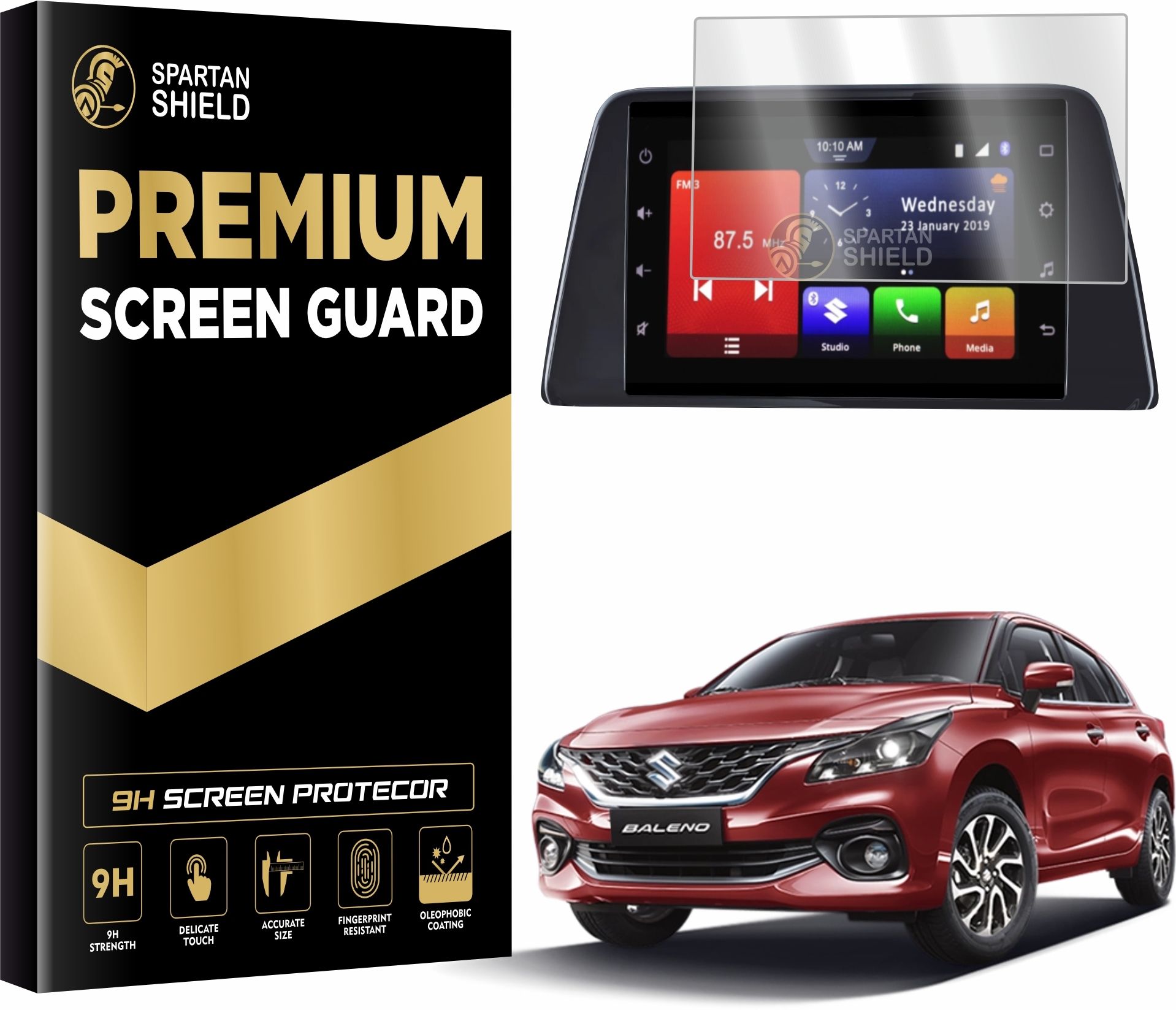 spartan shield Screen Guard for MARUTI SUZUKI BALENO 2022-RUNNING DELTA ZETA 7 INCH | GPS Infotainment Display Touch Screen Guard | Car Music System Accessories [Not Tempered Glass] (7-Inch)-image-29
