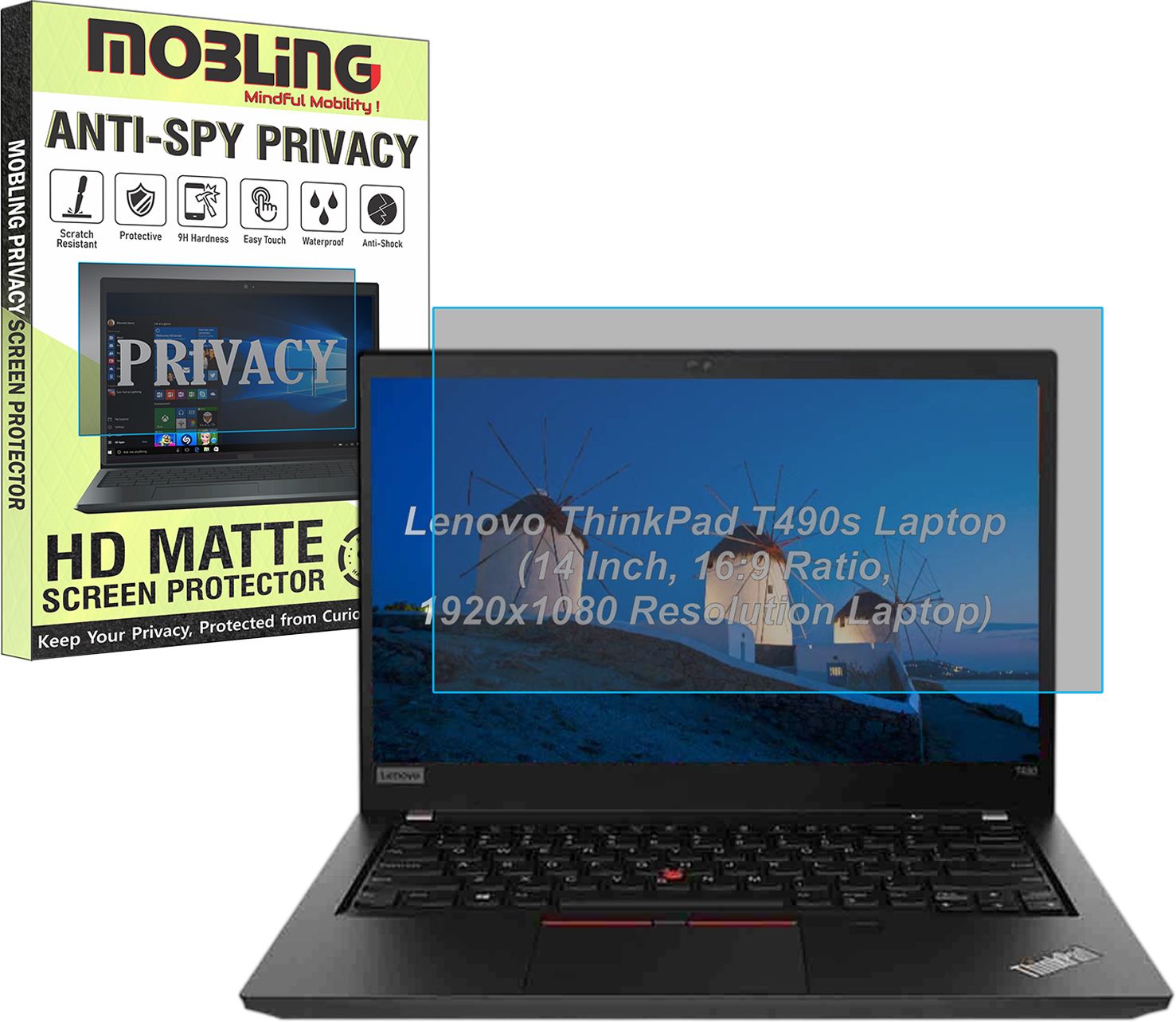 Mobling Screen Guard for Lenovo ThinkPad T490s Laptop (14 Inch, 16:9 Ratio, 1920x1080 Resolution Laptop) (Privacy Matte Finish)-image-29