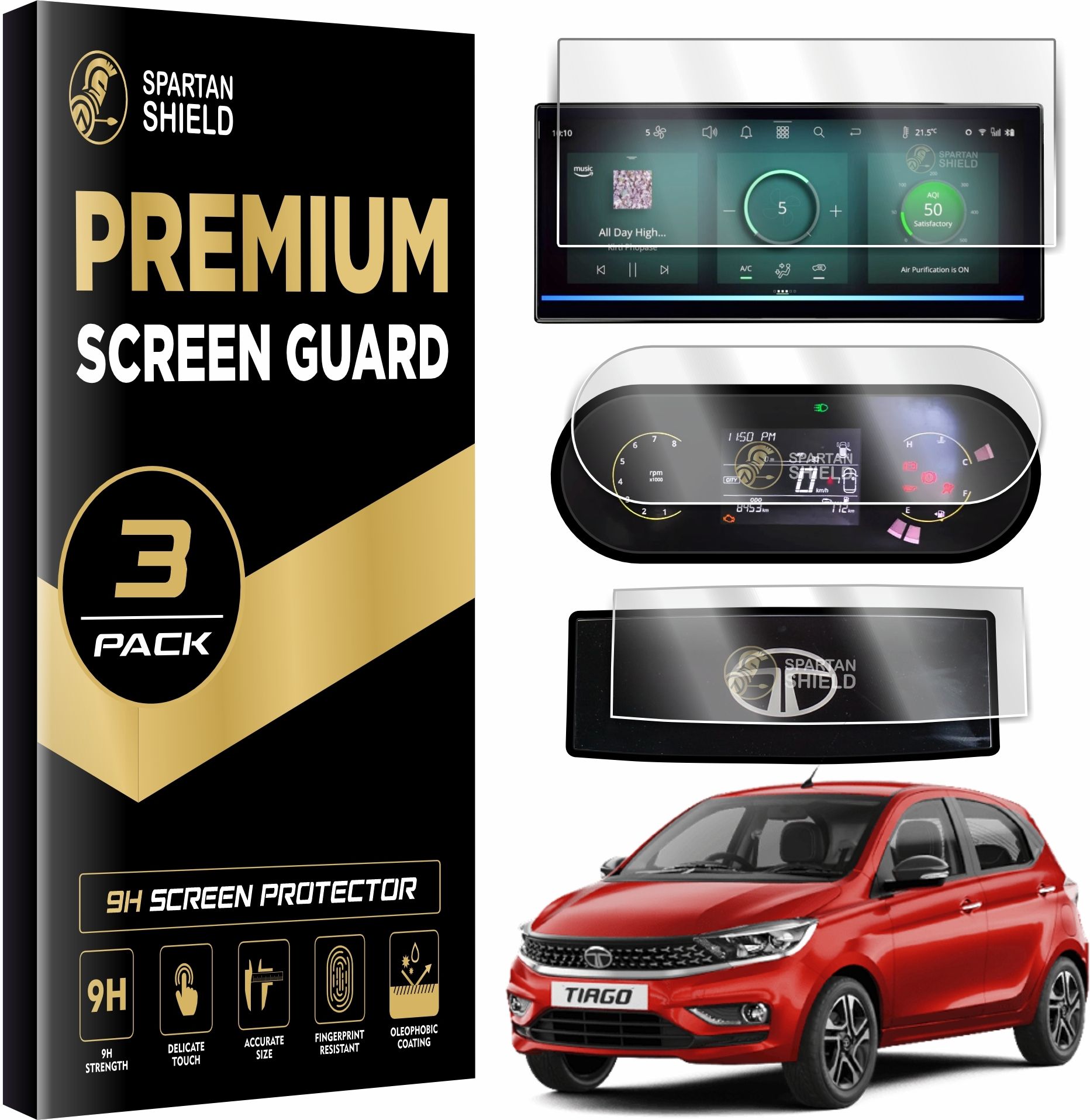 spartan shield Screen Guard for NEW TATA TIAGO 2025 || XZ | XZ+ || 10.25 Inch Infotainment [Thin Corners] + Steering + Advanced Digital Instrument Cluster Protector || Anti Scratch || NEW TataTiago Car Digital Display Accessories [NOT TEMPERED GLASS]-image-21