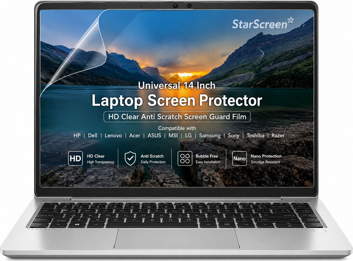 StarScreen Screen Guard for Universal 14 Inch Laptop Displays Compatible with HP, Dell, Sony, Samsung, Lenovo, Acer, ASUS, MSI, LG, Razer, Toshiba and Other Standard 14 Inch Laptops-image-22
