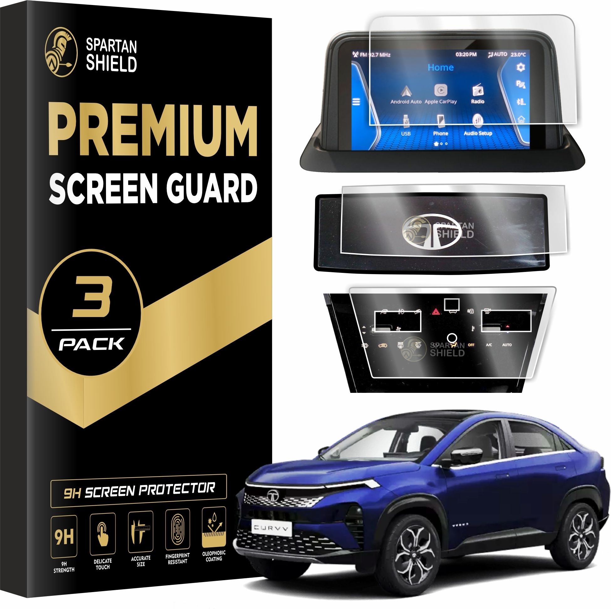 spartan shield Screen Guard for TATA CURVV || 7 INCH INFOTAINMENT + STEERING + AC PANEL PROTECTOR | Curvv Pure+ Pure+S Car Digital Display Accessories 2024 [Not Tempered Glass]-image-33