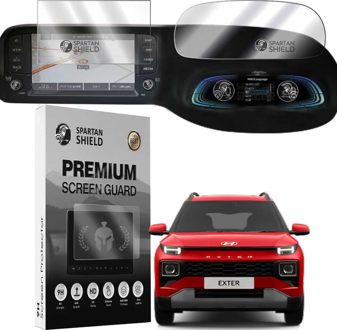 spartan shield Screen Guard for HYUNDAI EXTER | GPS INFOTAINMENT SYSTEM [ 8 INCH ]& INSTRUMENT CLUSTER MID Protector | Xter S SX SXO Music Stereo Car Display Accessories [Not Tempered Glass]-image-23
