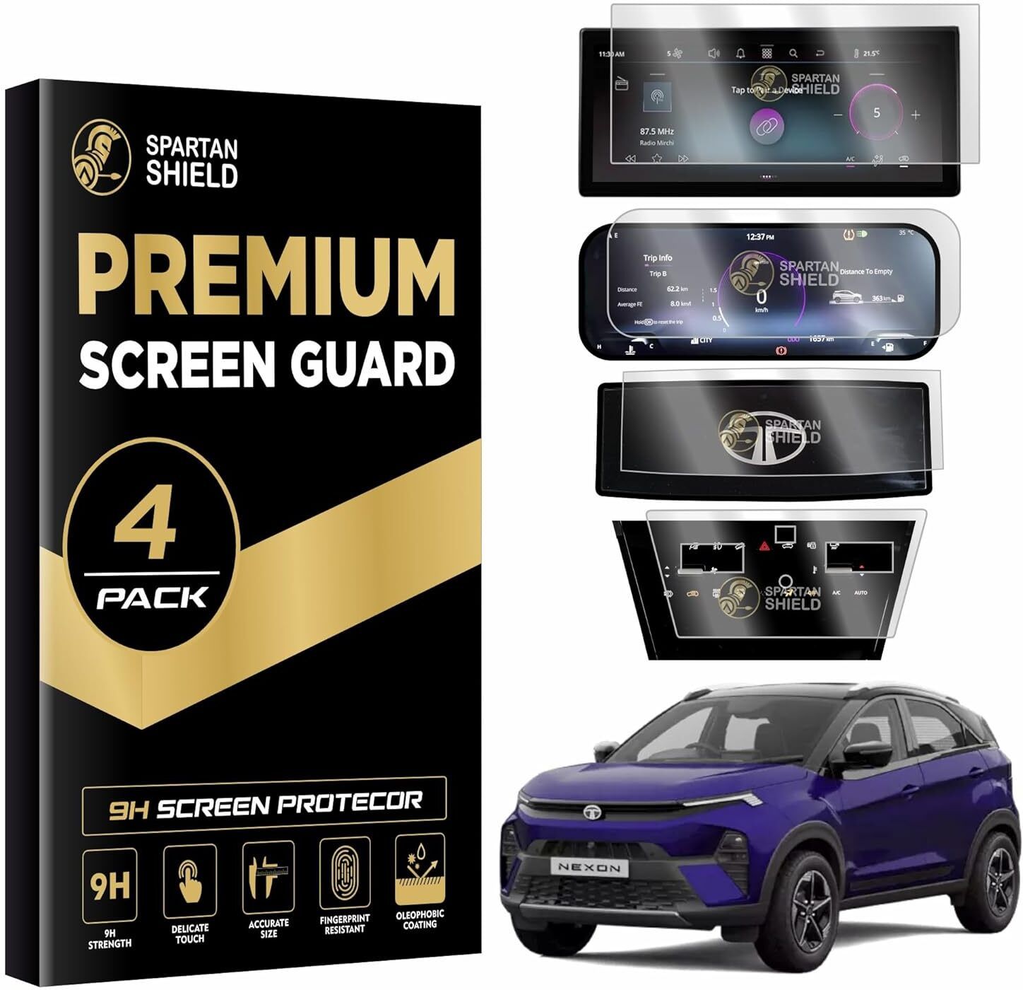 spartan shield Screen Guard for TATA NEXON 2023 FACELIFT | 10.25 INCH INFOTAINMENT Display [Thin Bezels] + STEERING + INSTRUMENT CLUSTER + AC PANEL Protector [Not Tempered Glass] (Fearless+ Fearless+S)-image-41