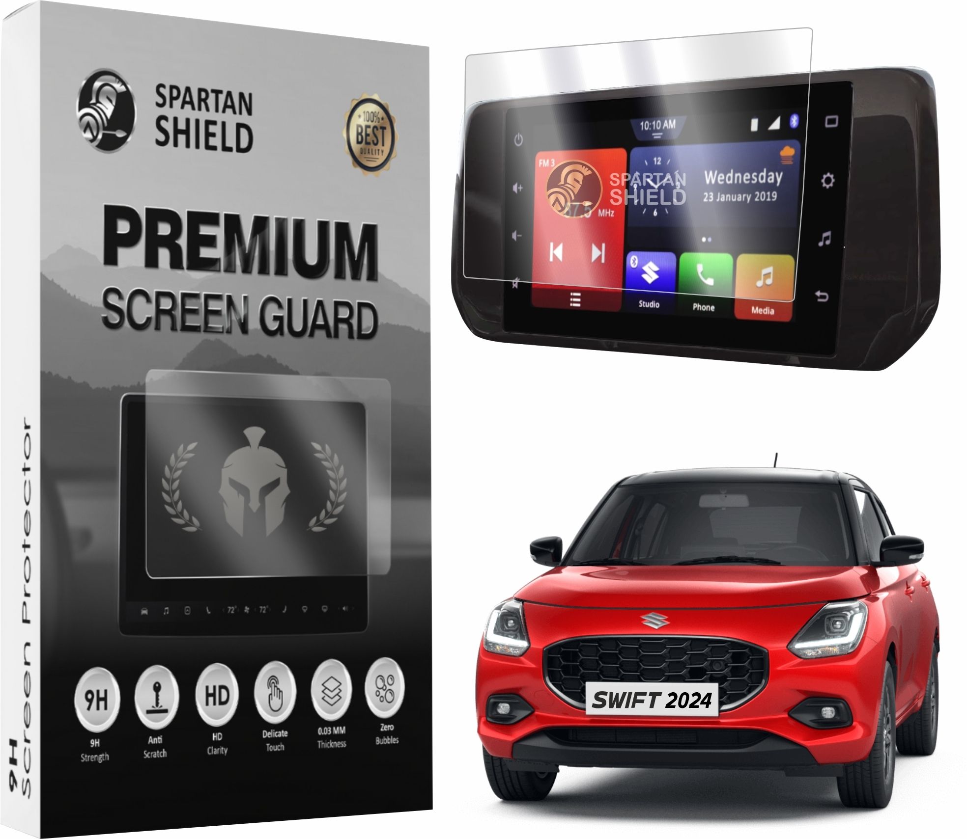 spartan shield Screen Guard for NEW MARUTI SUZUKI SWIFT 2024 FACELIFT || 7 INCH INFOTAINMENT Protector | Swift VXI VXiO ZXi Anti Scratch Display Accessories for Car LCD Touchscreen [Not Tempered Glass]-image-46