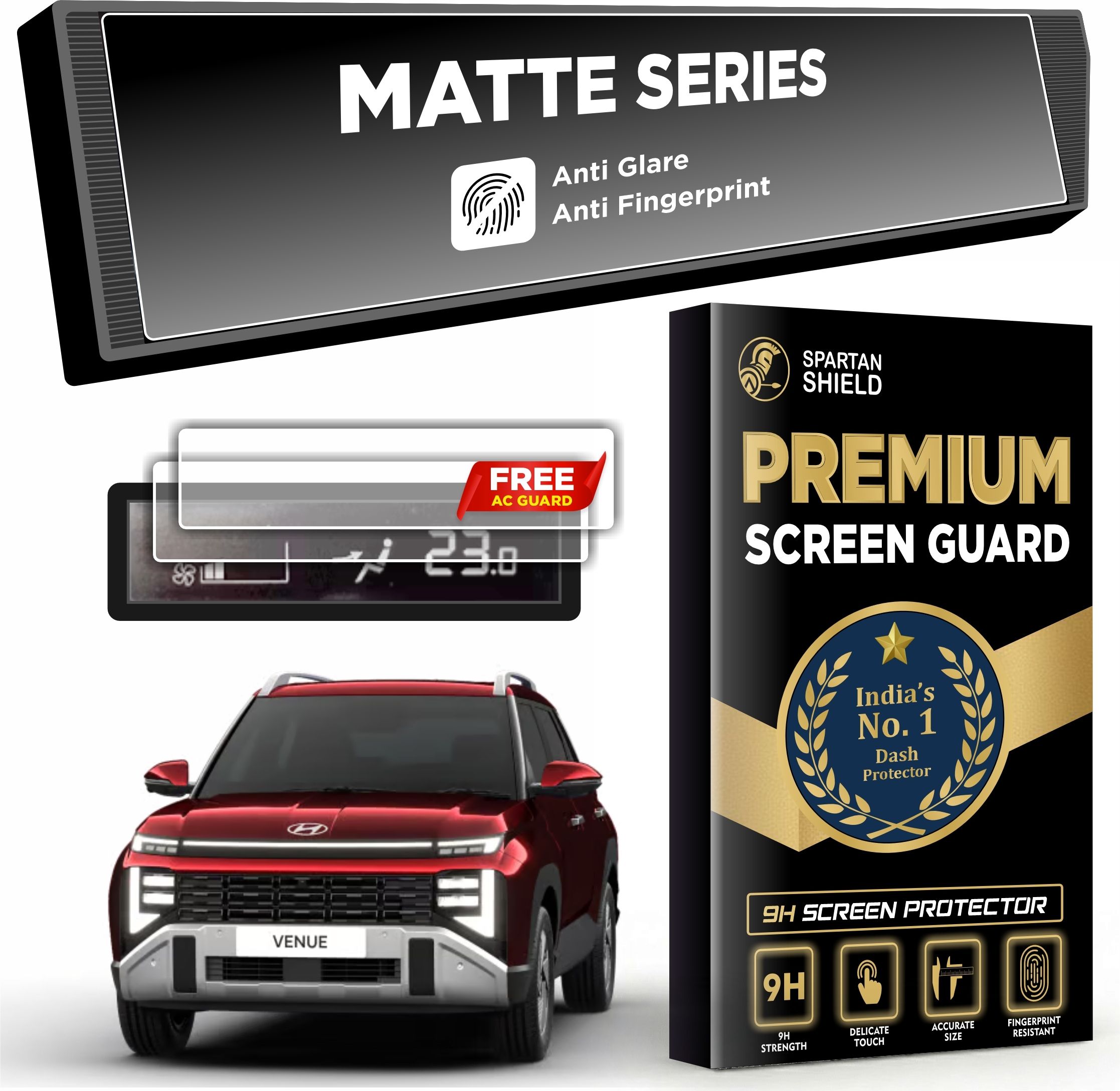 spartan shield Screen Guard for HYUNDAI VENUE 2025 Facelift [2 PACK] MATTE || 12.3-Inch Touchscreen Dual Infotainment System Protector || HX8 & HX10 || Anti Fingerpirnt | Scratch Resistant | HD Clarity || HyundaiVenue Car 9H Full Screen Digital Display Touch Screen Accessories NEW 2025 [Not Tempered Glass]-picture-24