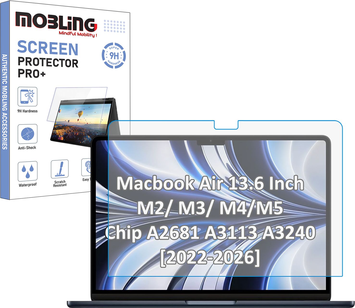 Mobling Screen Guard for Macbook Air 13.6 Inch M2/ M3/ M4/M5 Chip A2681 A3113 A3240 [2022-2026] (Matte)-image-28