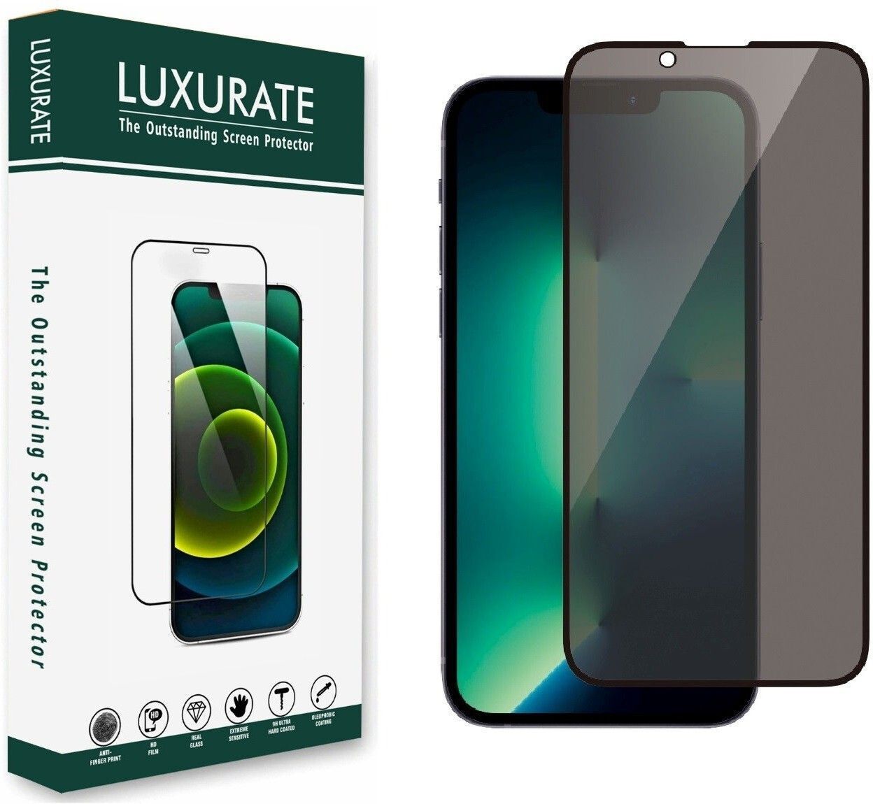 LUXURATE Tempered Glass Guard for Apple iPhone 14 Plus, Apple iPhone 13 Pro Max, Privacy Screen Guard, with Easy Installation Kit-image-31