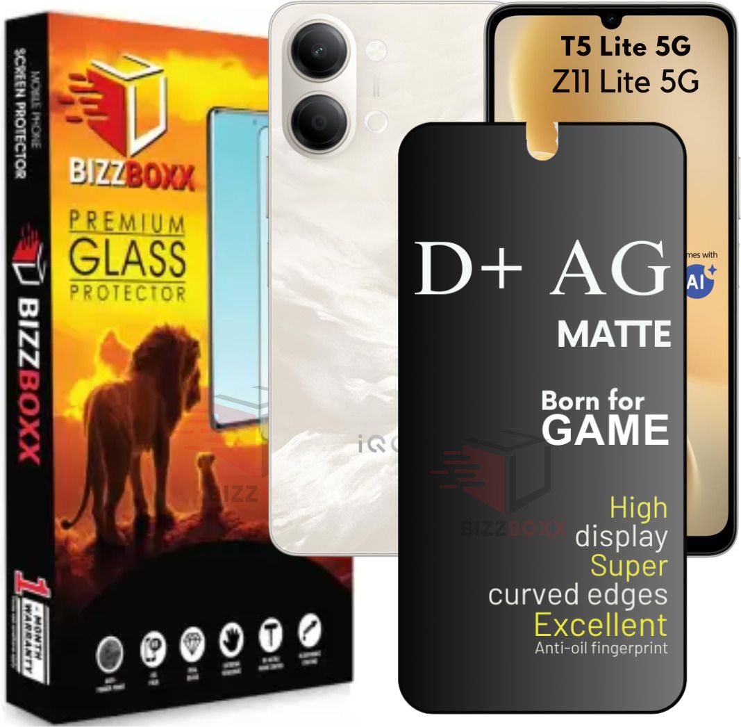BizzBoxx Tempered Glass Guard for iQOO Z11 Lite 5G, Vivo T5 Lite 5G, iQOO Z11 Lite Temper glass, Vivo T5 Lite D+ AG Matte temper glass, screen guard, Z11 lite AG Matte for gamers, With Camera Cut Gaming Special, 6.74 Inch With Installation Kit-image-21