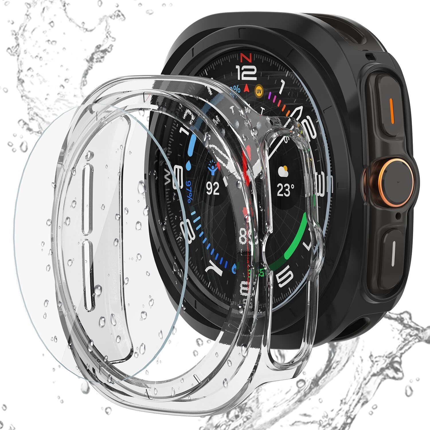 DPJ Tempered Glass Guard for Galaxy Watch 7 Ultra 47mm Screen Protector Case Cover, Scratch Resistant Tempered Glass Galaxy Watch 7 Screen Protector & Watch 7 Case Hard PC Bumper for Samsung Galaxy Watch7 Ultra [CLEAR] [WITH GLASS SCREEN]-image-29